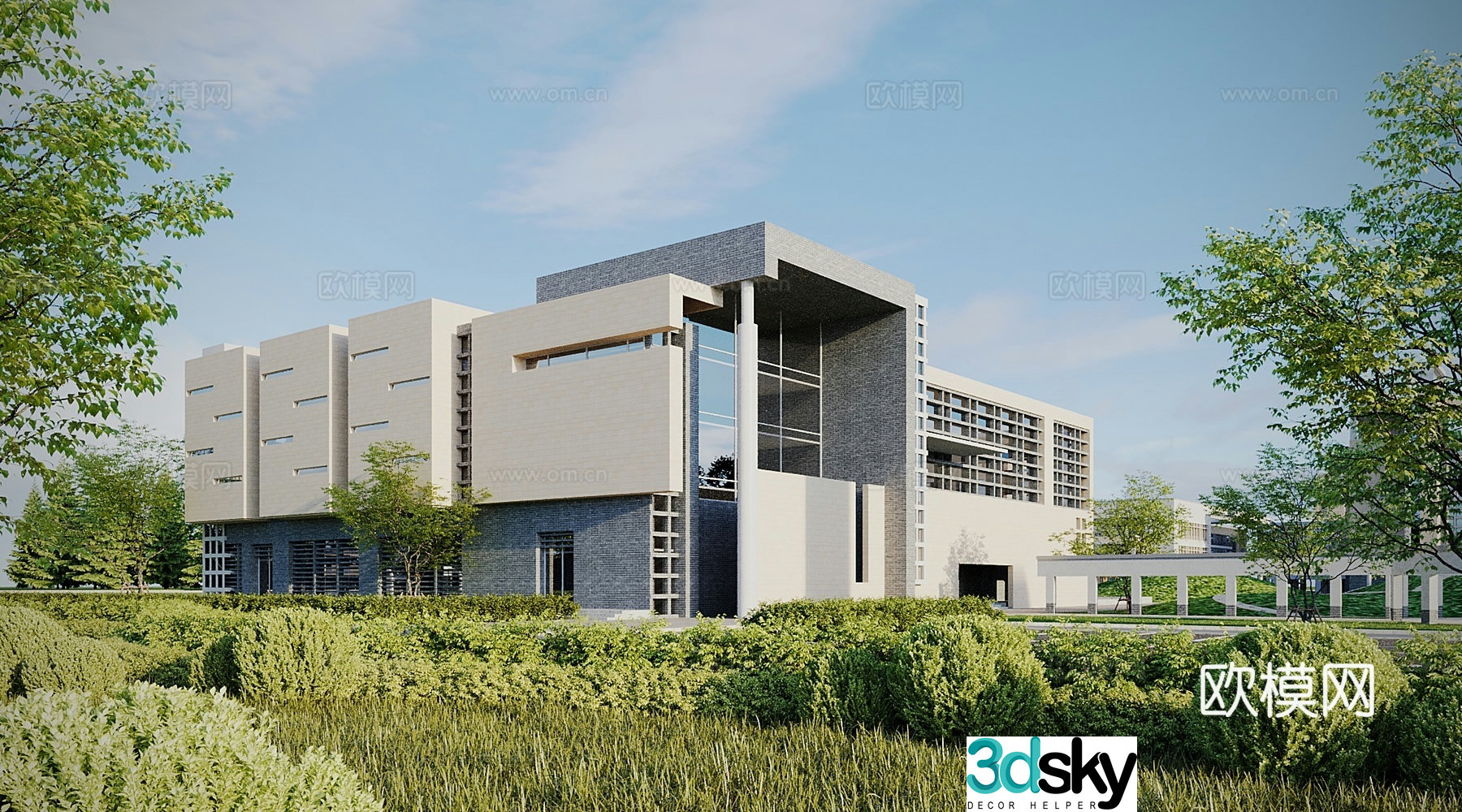 Modern office building architecture 3d model