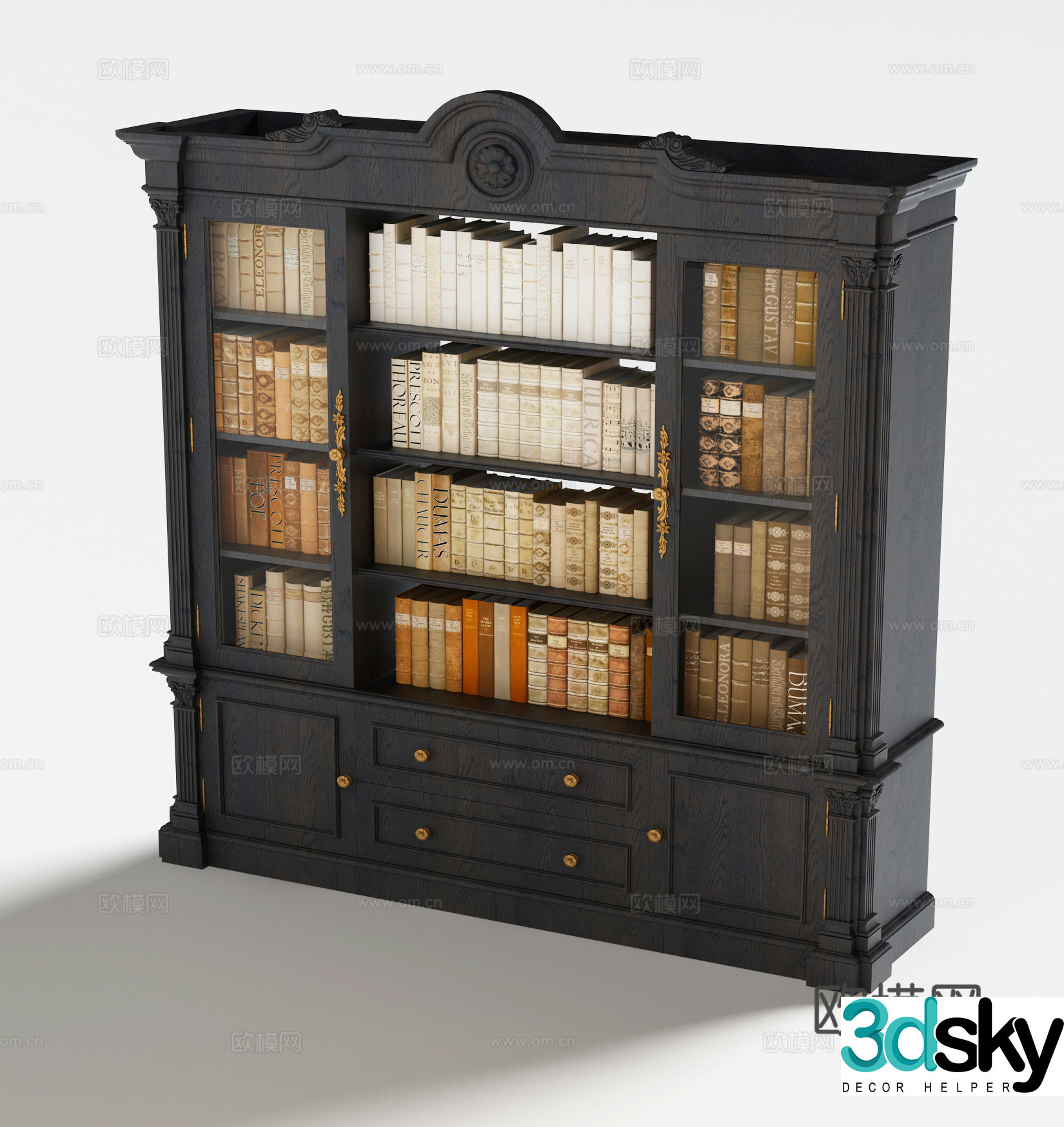 American bookcase 3d model