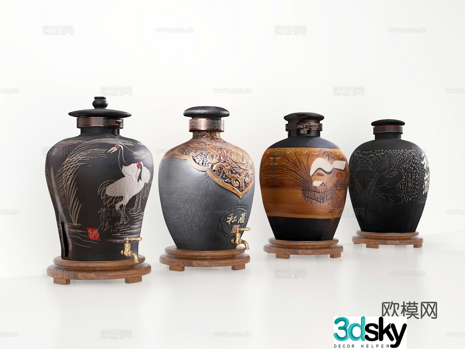 New Chinese style wine jar wine jar wine jar 3D model