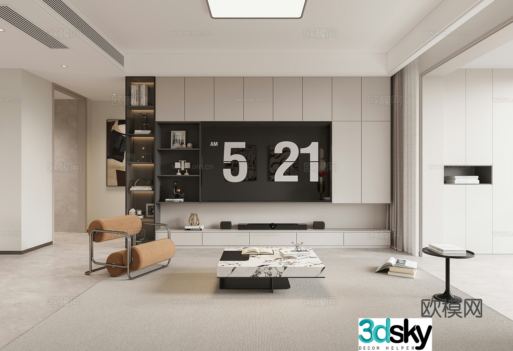 Modern TV background wall 3d model