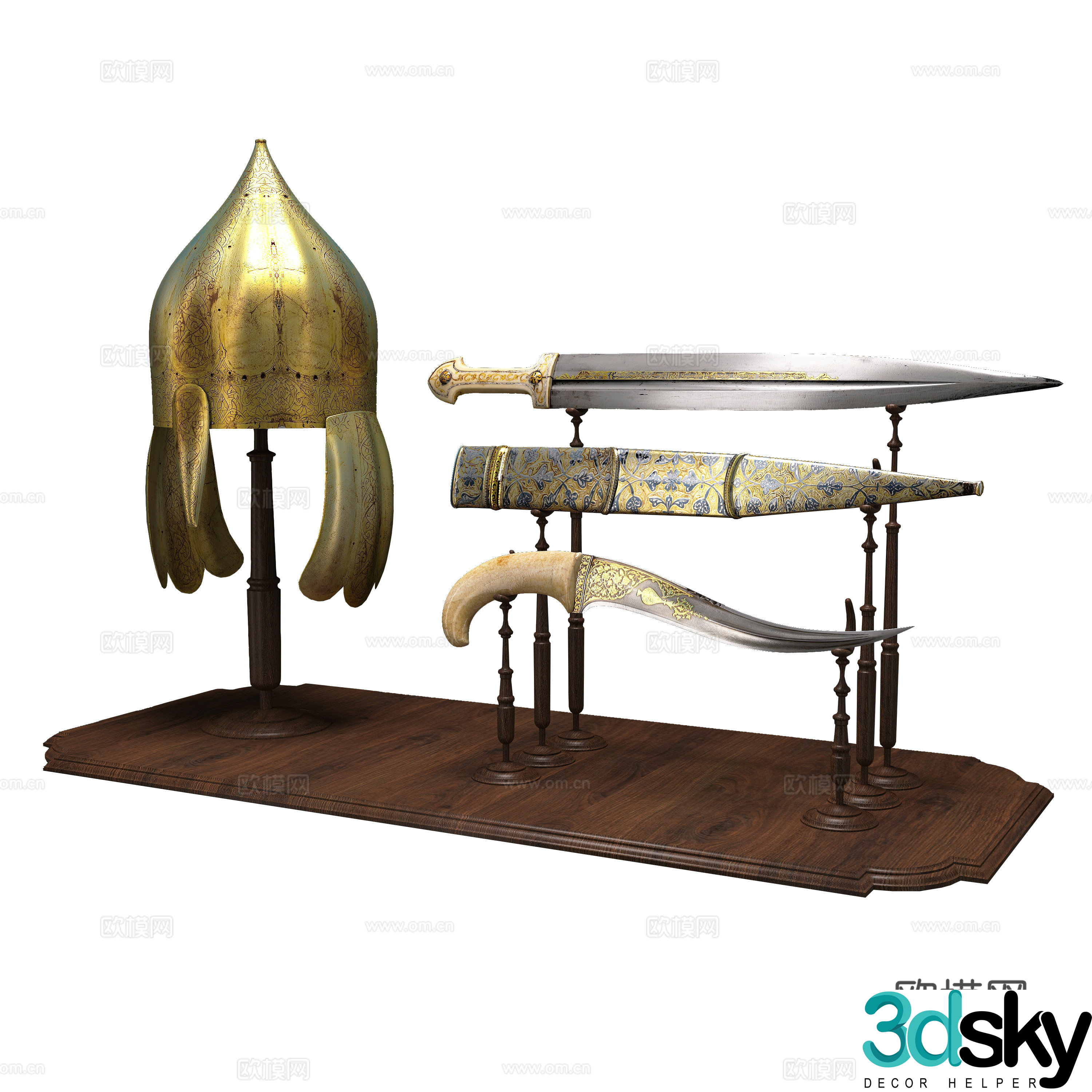 European helmet dagger knife 3d model