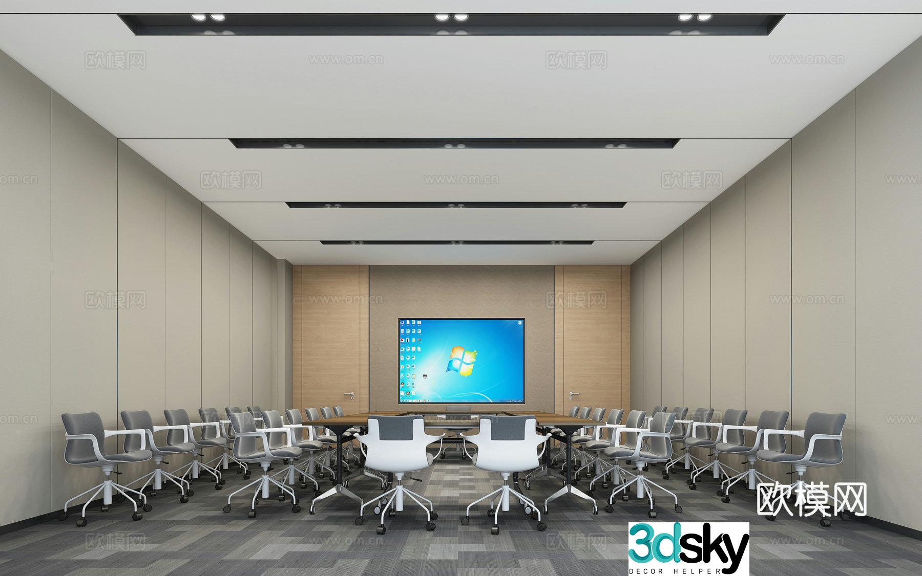 Modern minimalist conference room 3d model