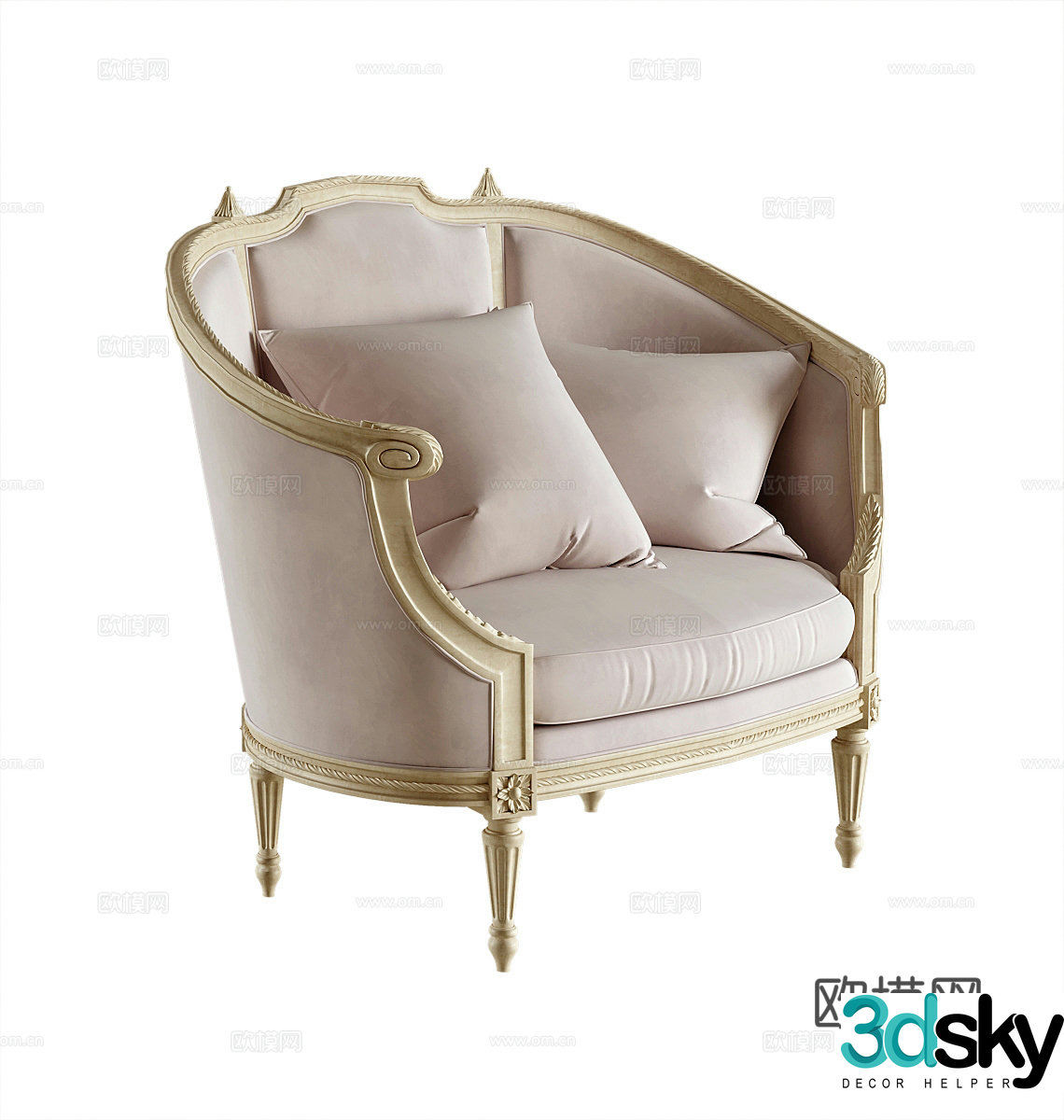 French single sofa 3d model