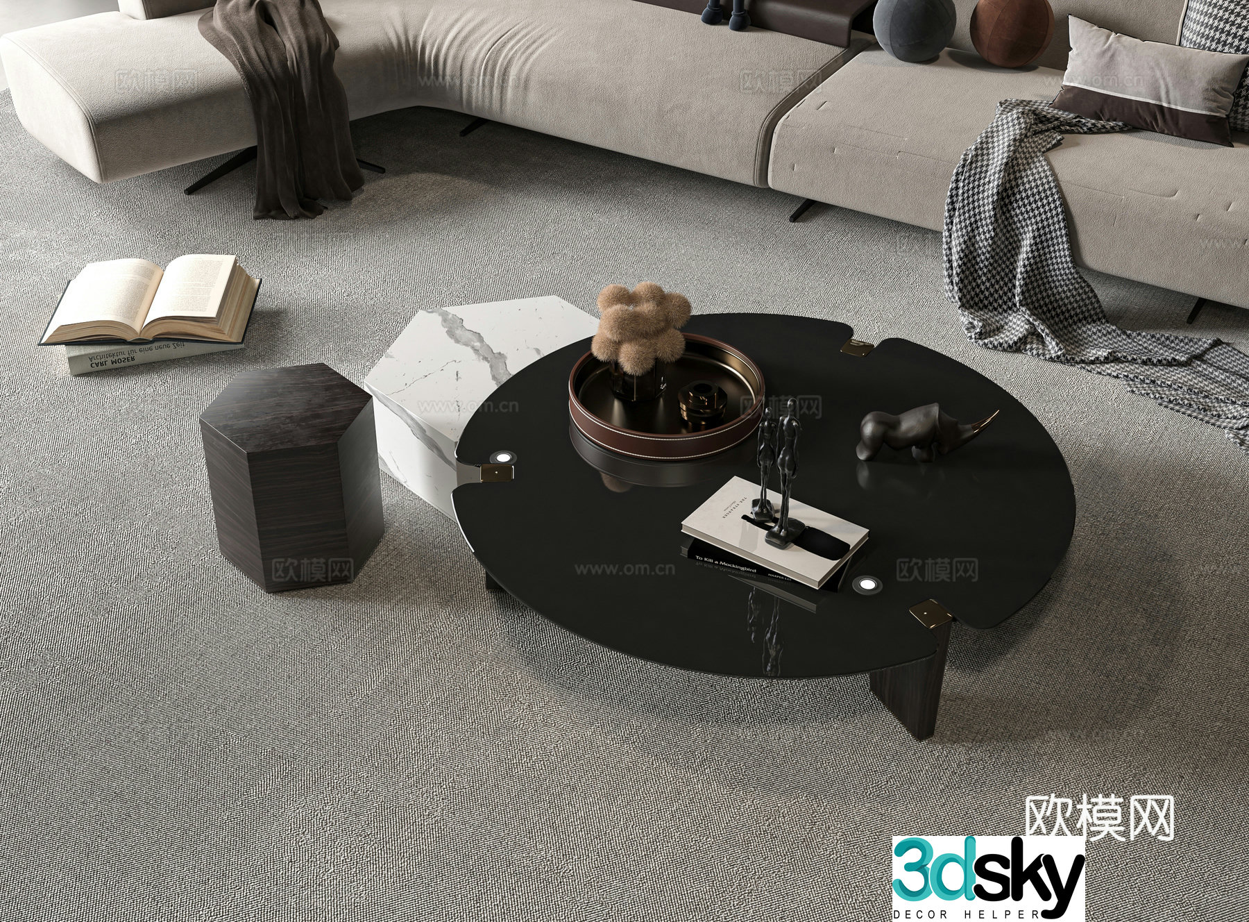 Modern double coffee table 3d model