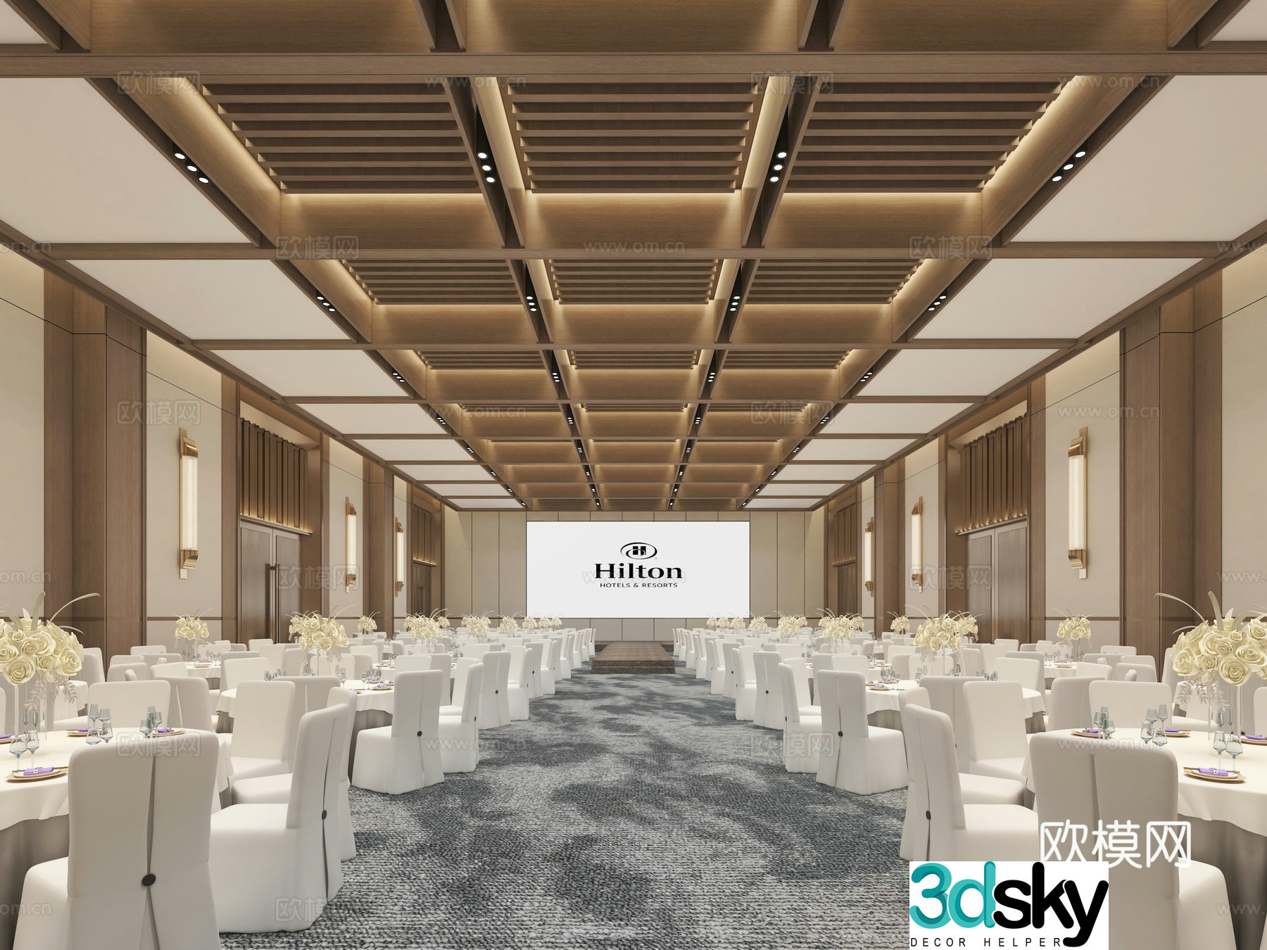 New Chinese-style banquet hall wedding banquet 3D model