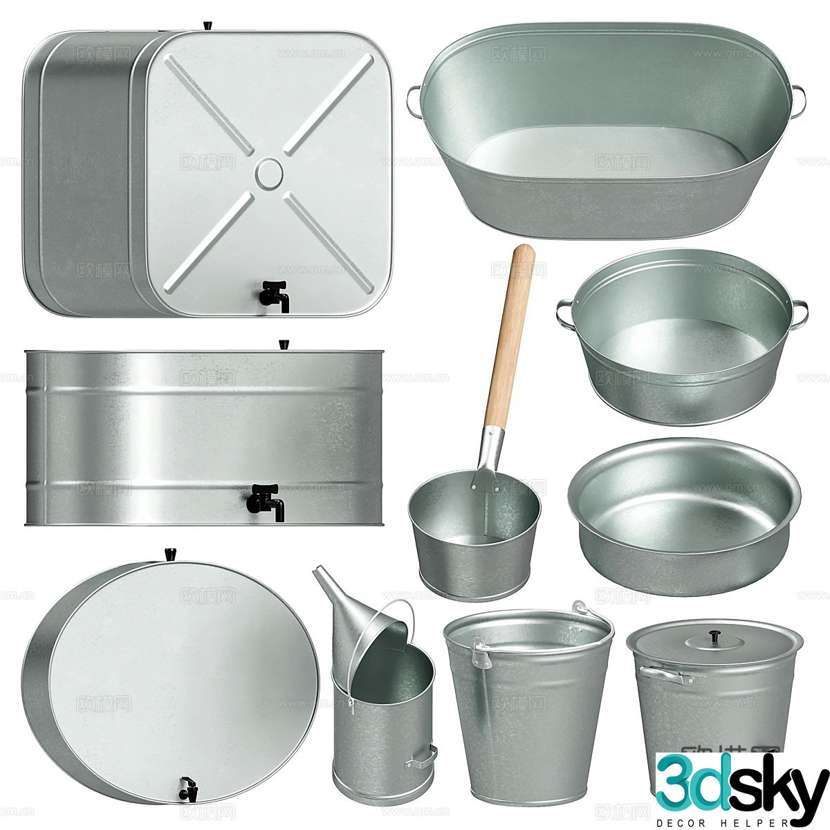 kitchen supplies kitchen utensils pots 3d model