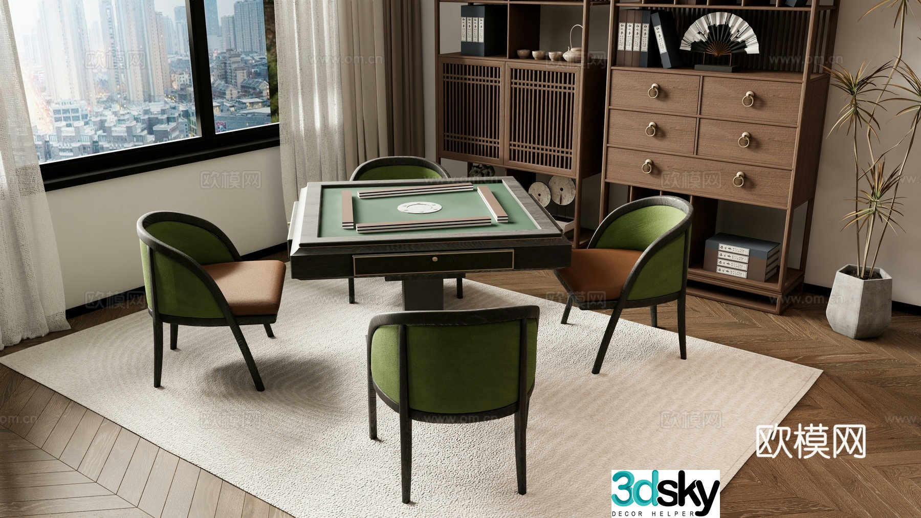 New Chinese style mahjong table mahjong machine 3d model