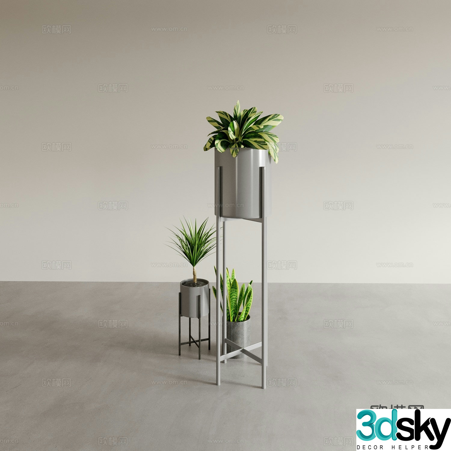 Green plant pot potted plant flower stand 3d model