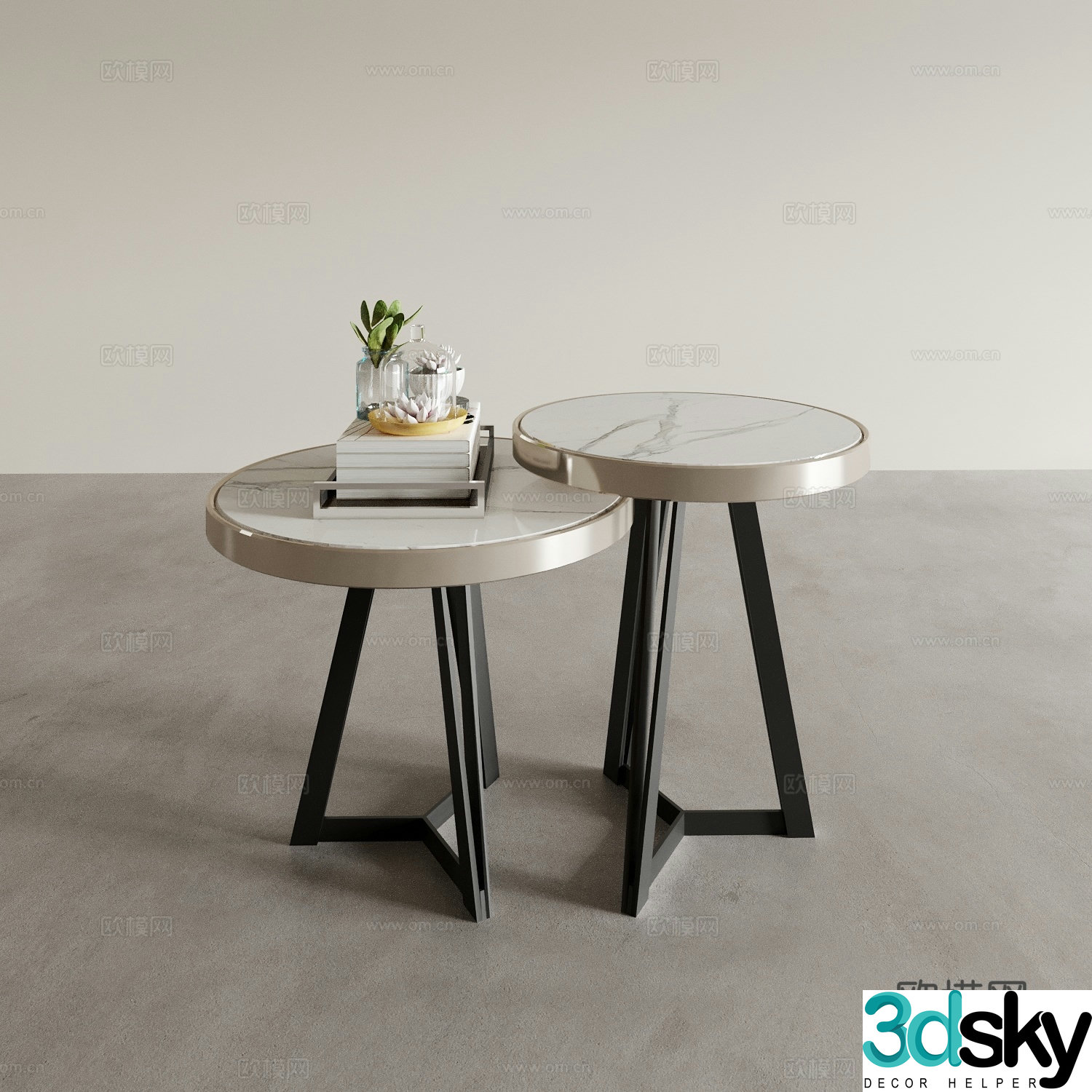 Modern double coffee table 3d model