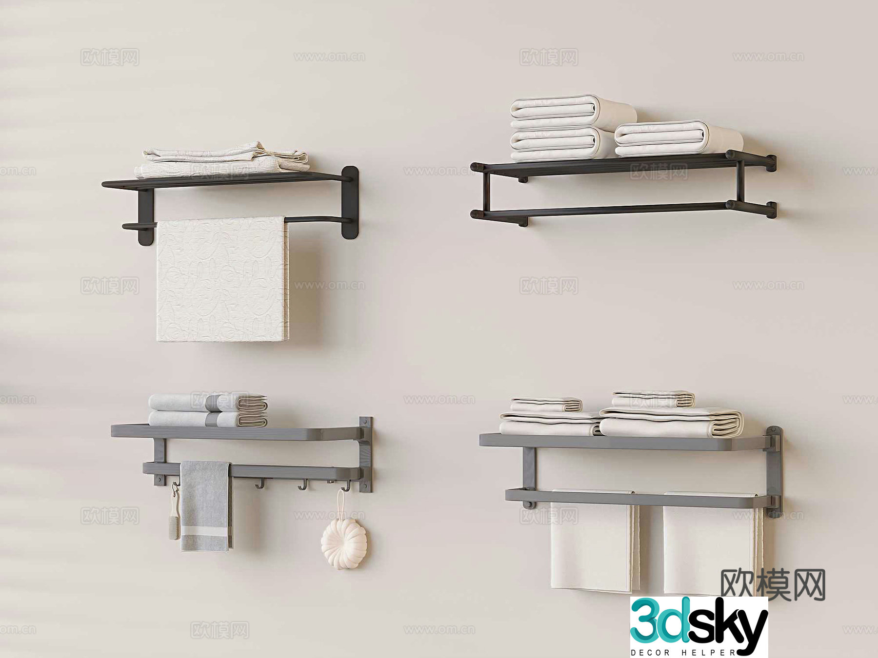 Bathroom accessories towel bar towel rack 3d model