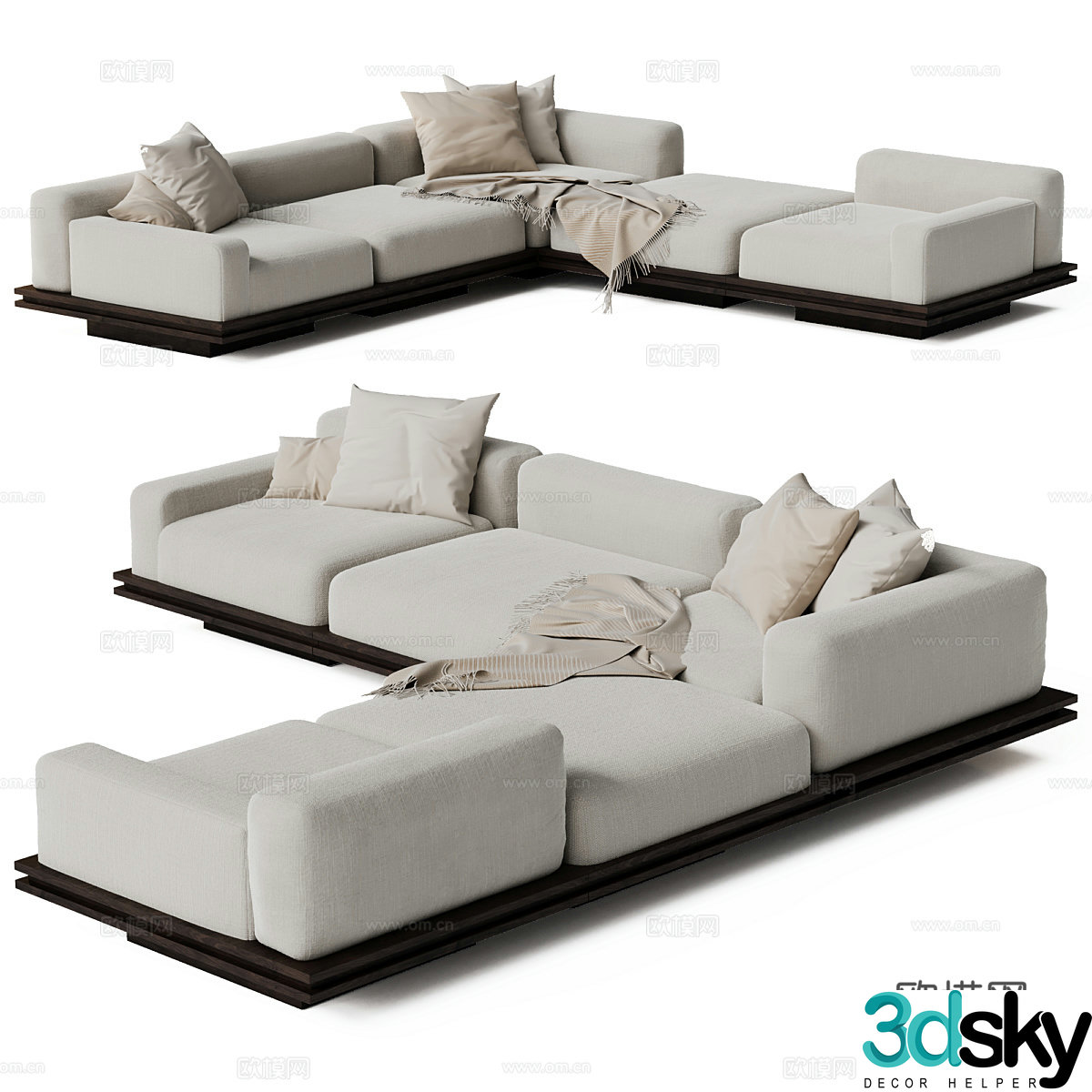 Multi-person sofa corner sofa 3d model