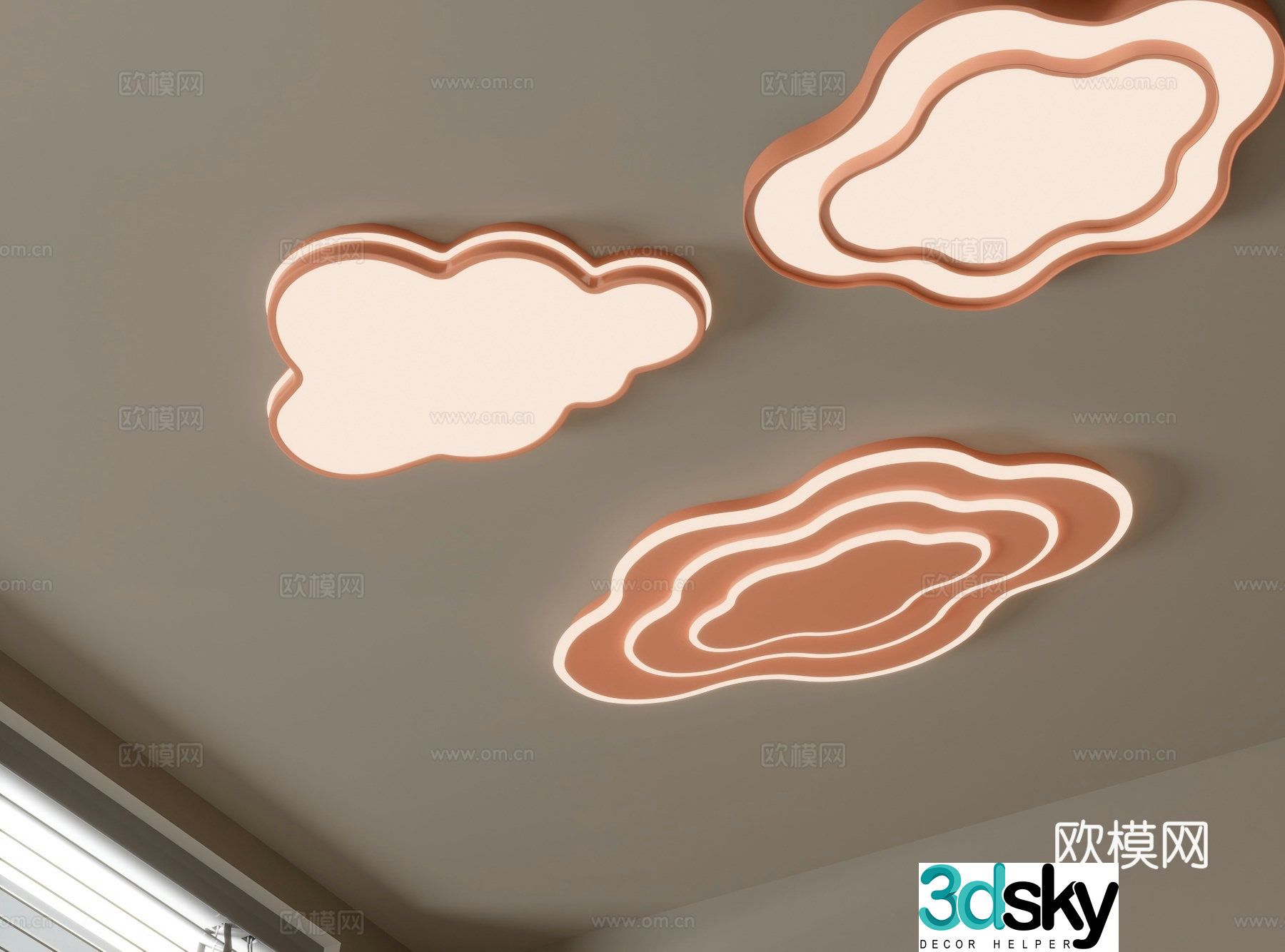 Geometric ceiling lamp bedroom lamp 3d model