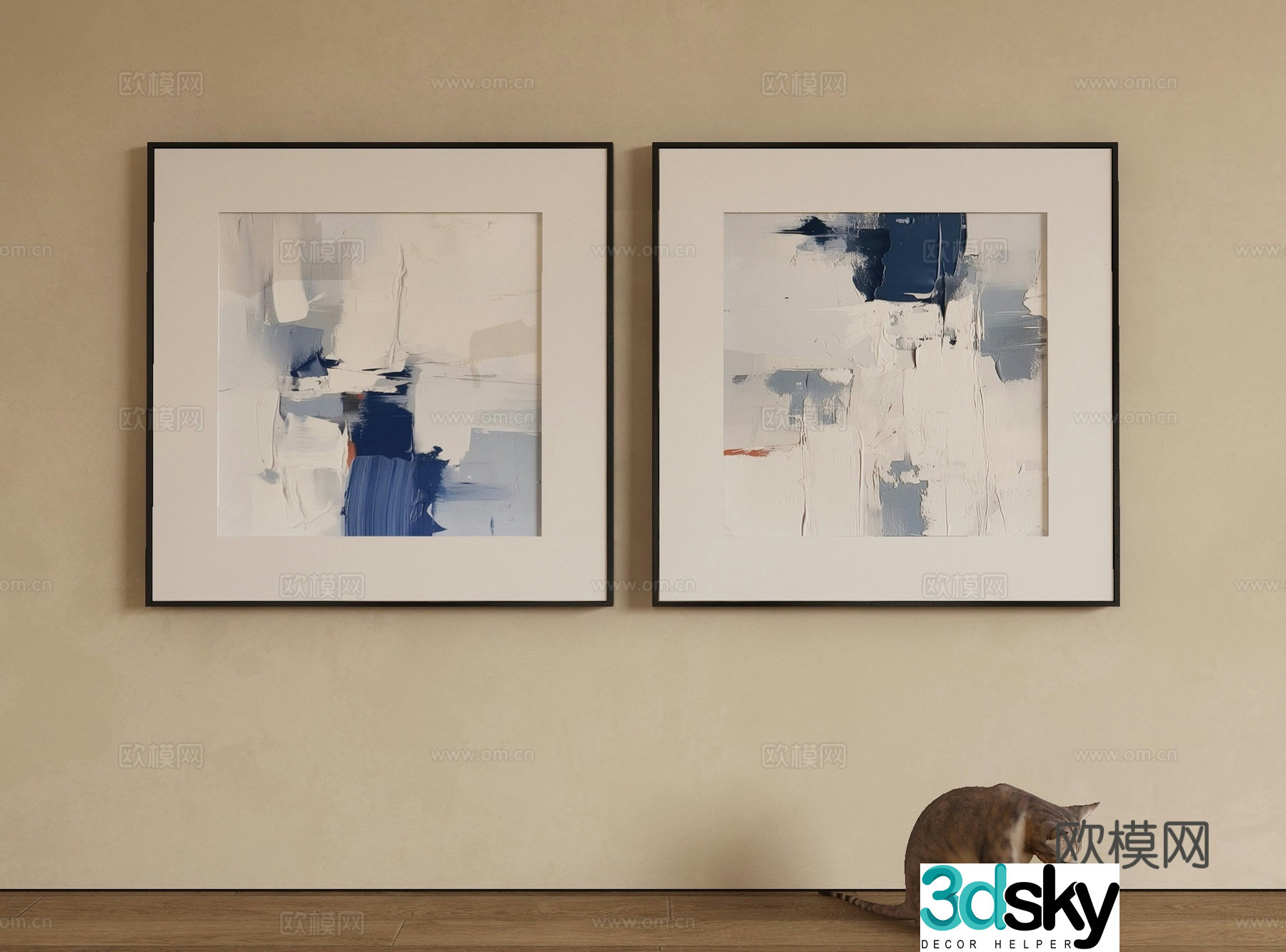 Modern texture painting decorative painting 3d model