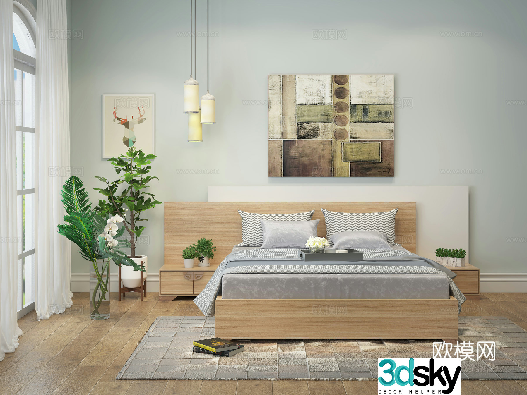 Nordic double bed 3d model