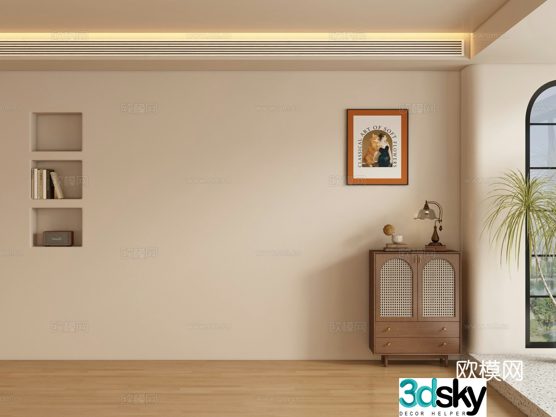 Medieval style restaurant background wall 3D model