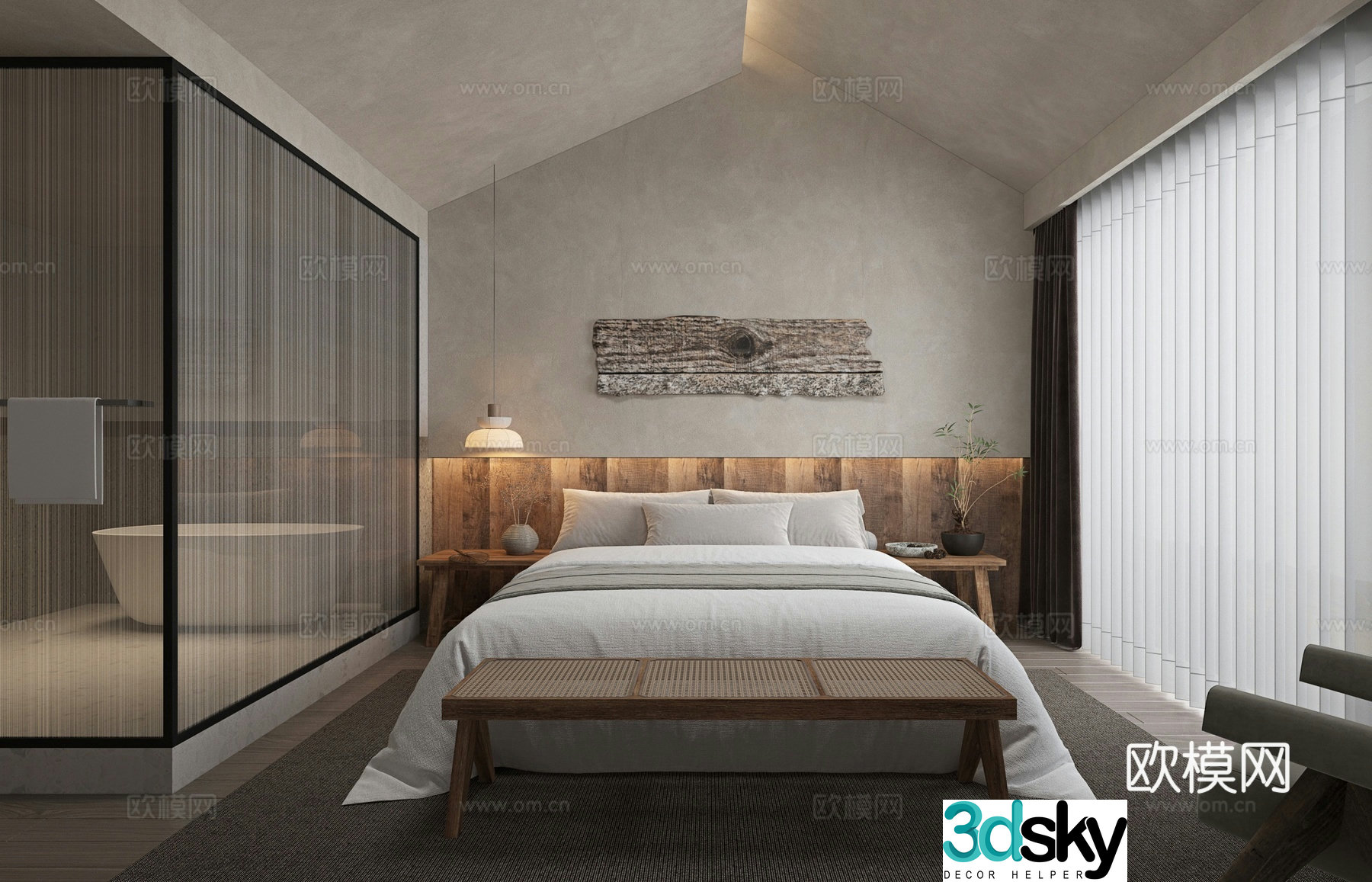 New Chinese style B&B rooms hotel rooms resort hotel 3D model