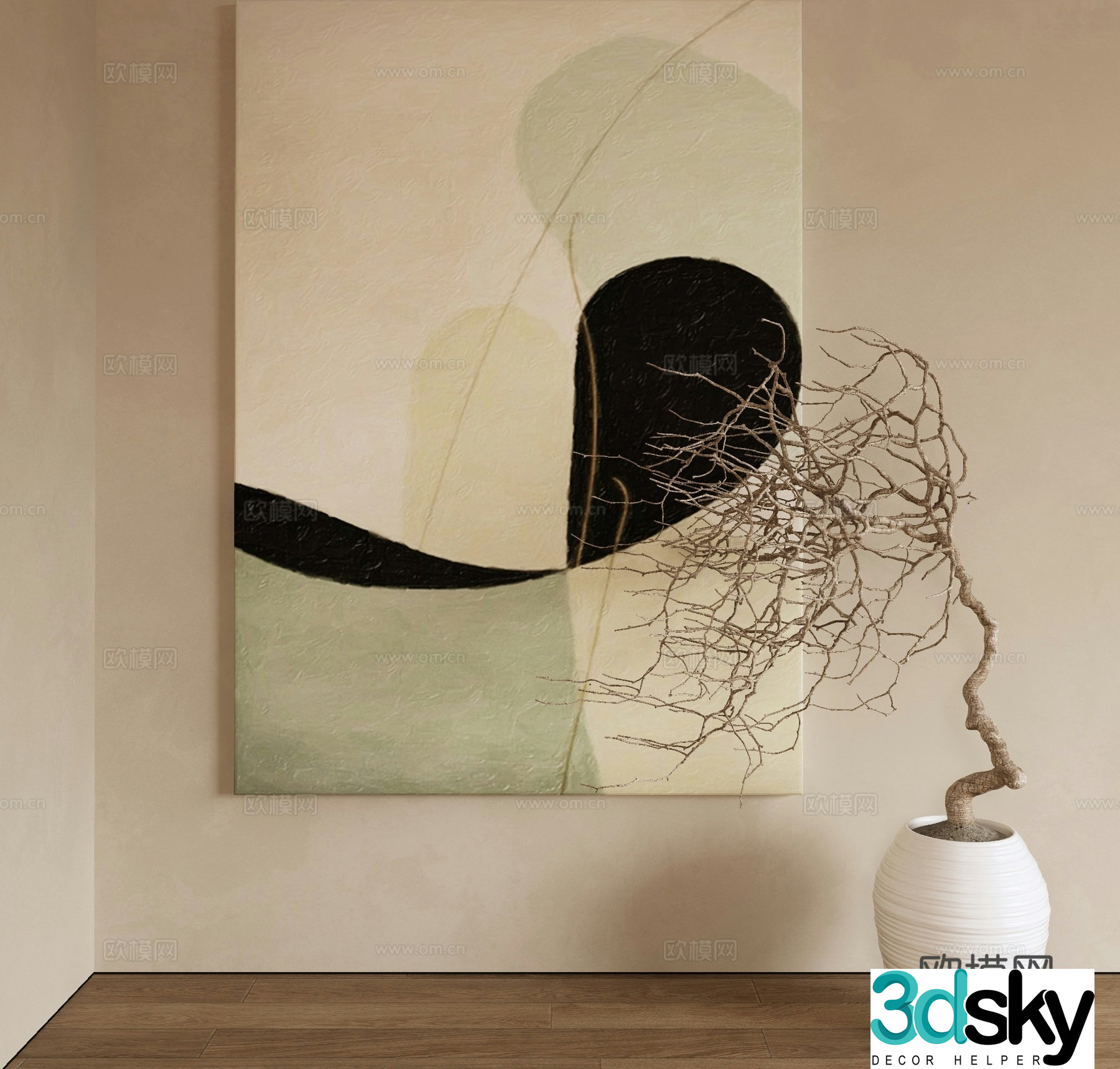 Modern decorative painting simple painting hanging painting 3D model