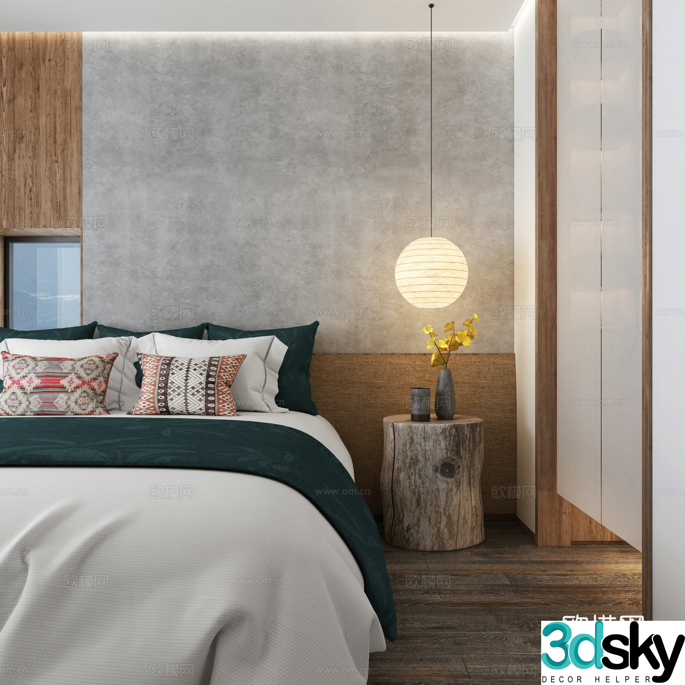Modern double bed 3d model