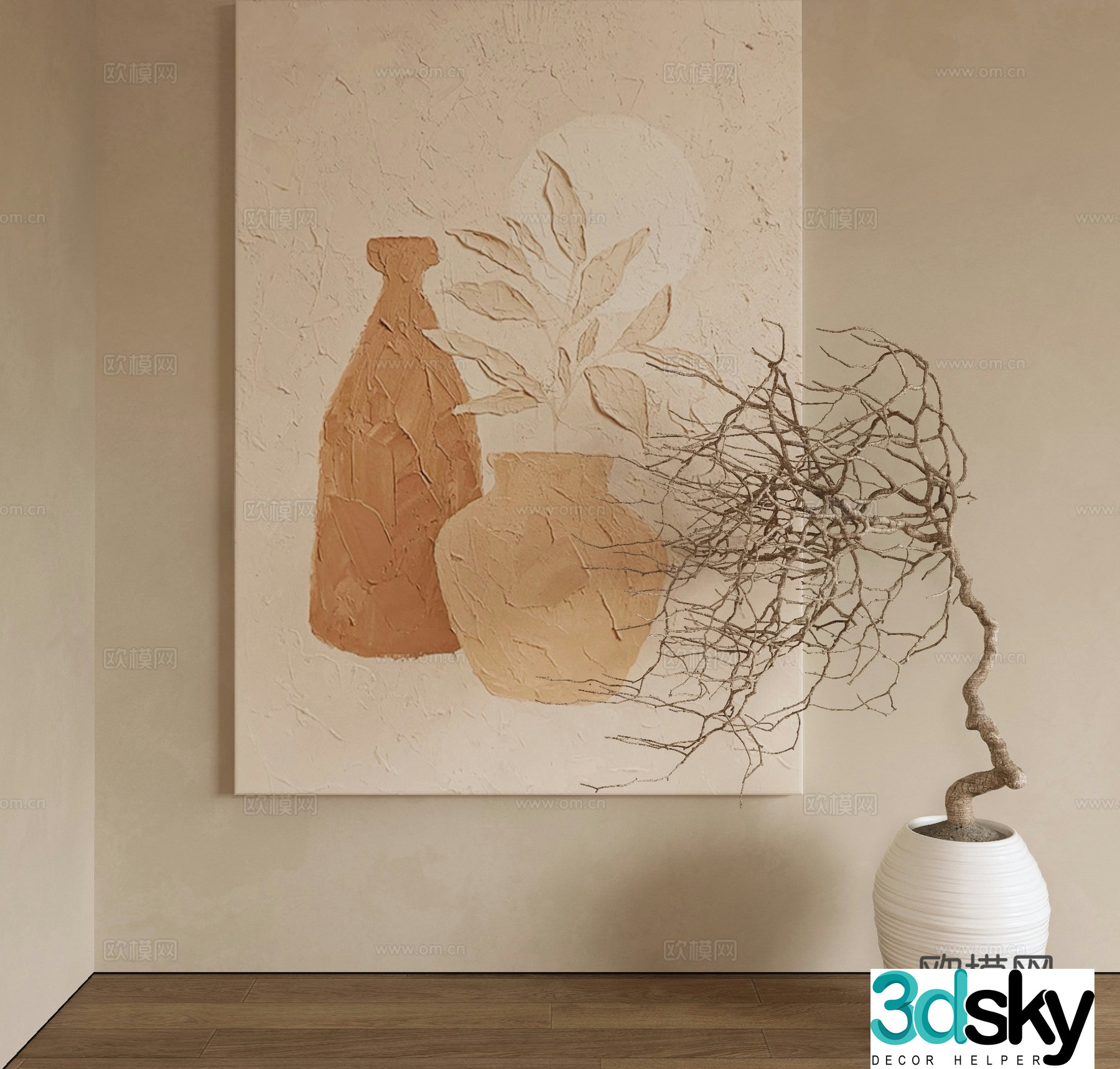 Modern decorative painting texture painting hanging painting 3d model