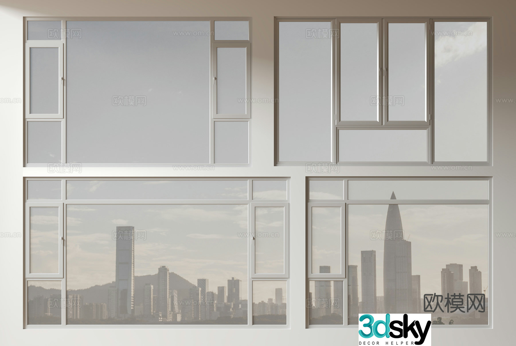 Modern windows glass windows floor-to-ceiling windows balcony windows bay windows sliding windows 3d model