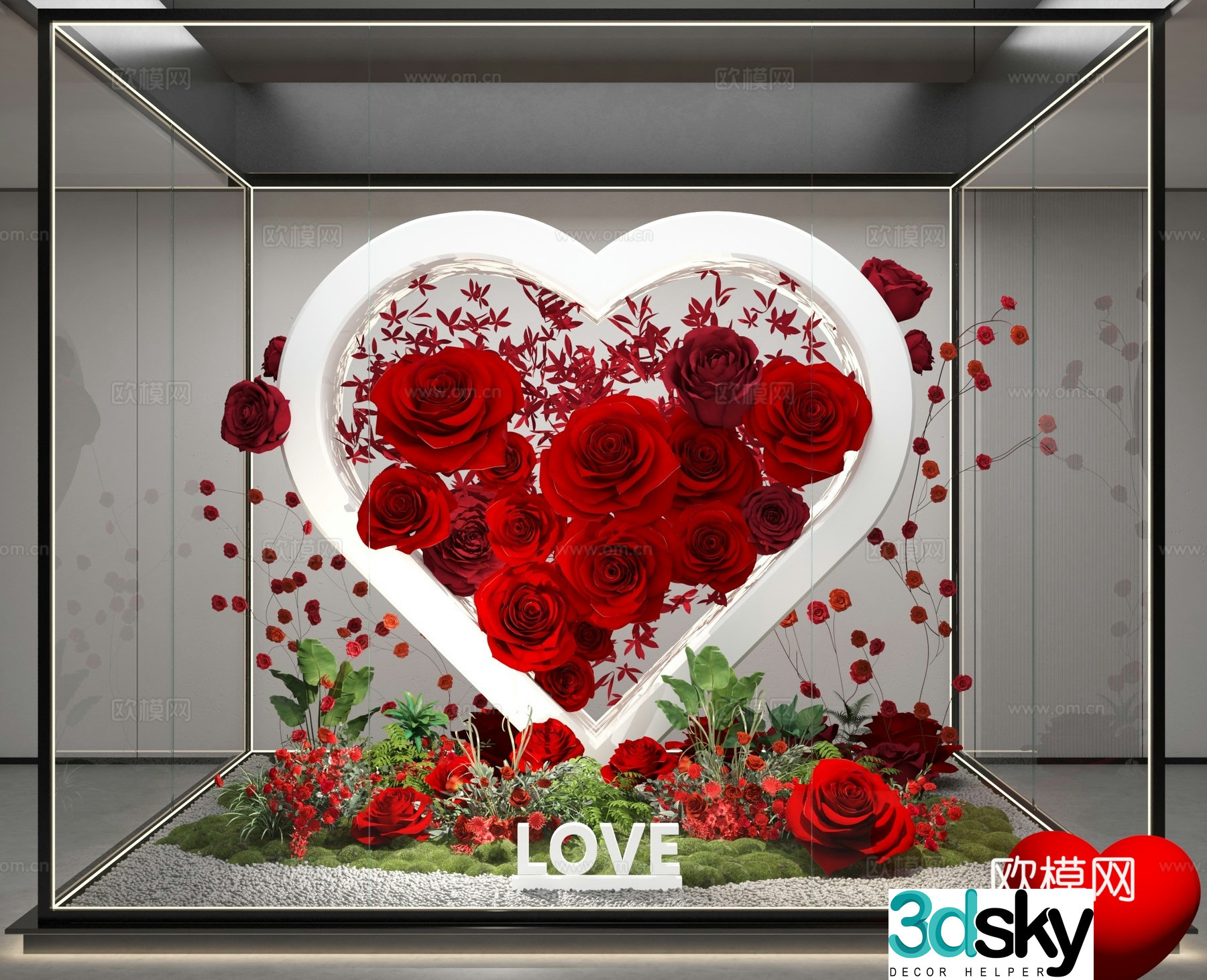 Valentine’s Day floral display 3D model