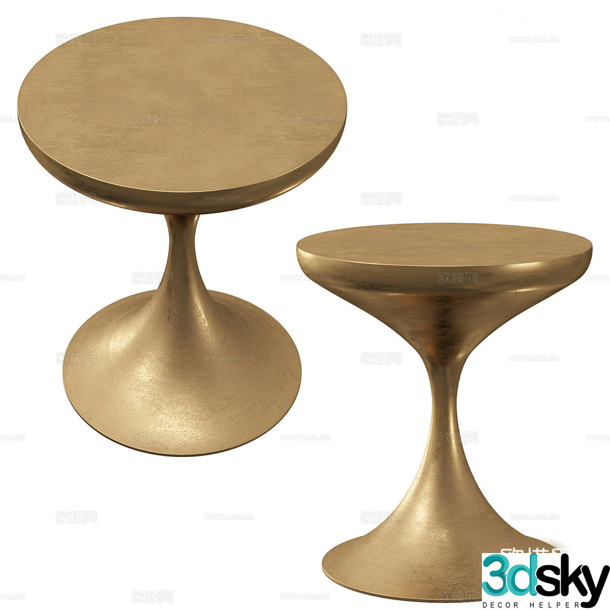 Modern corner table round table side table 3D model