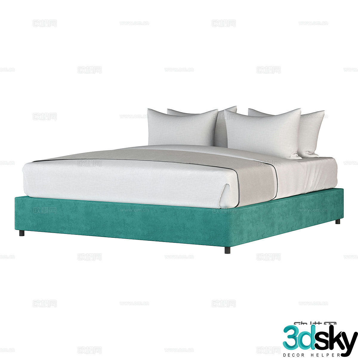 Modern double bed 3d model