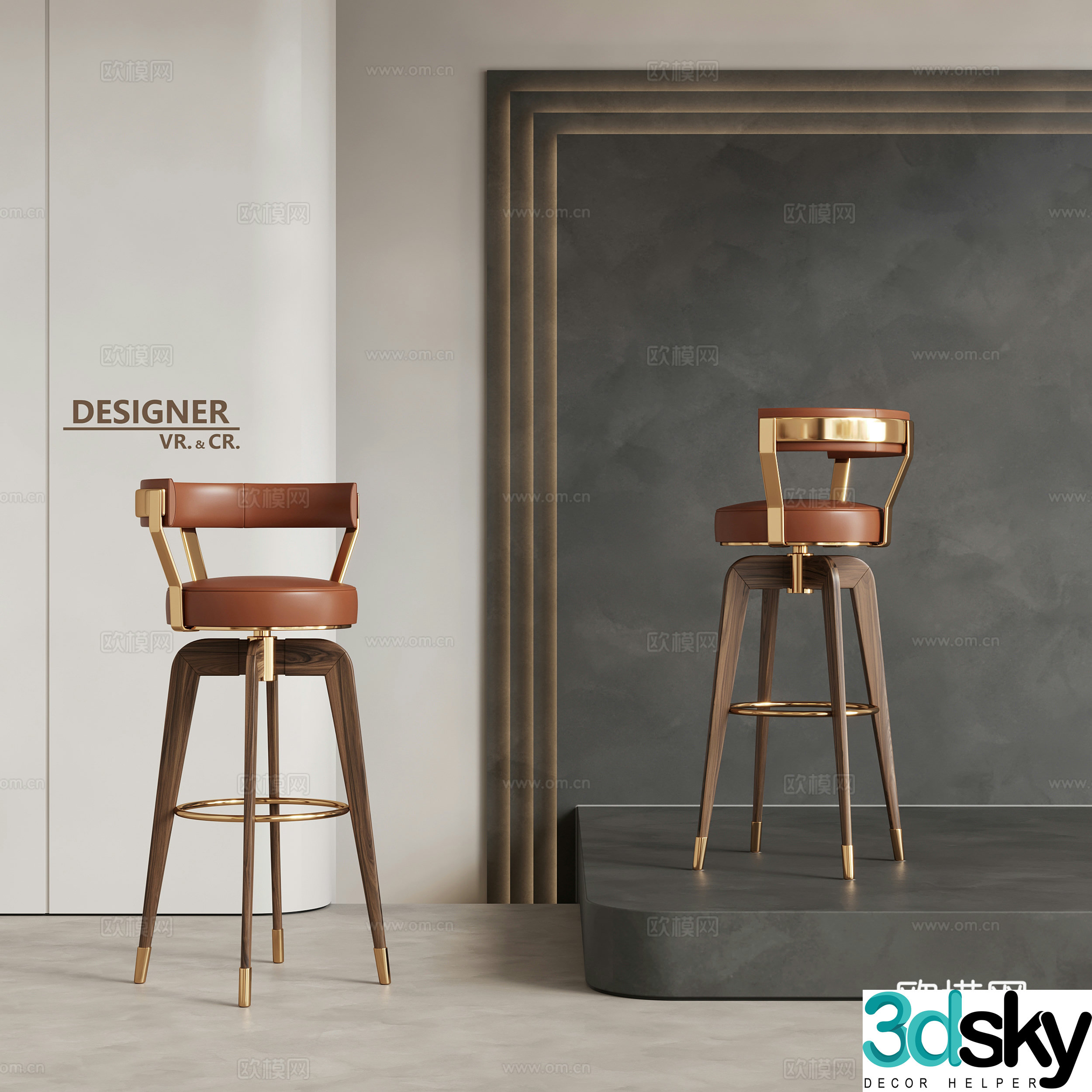 Modern bar stool bar stool high stool 3d model