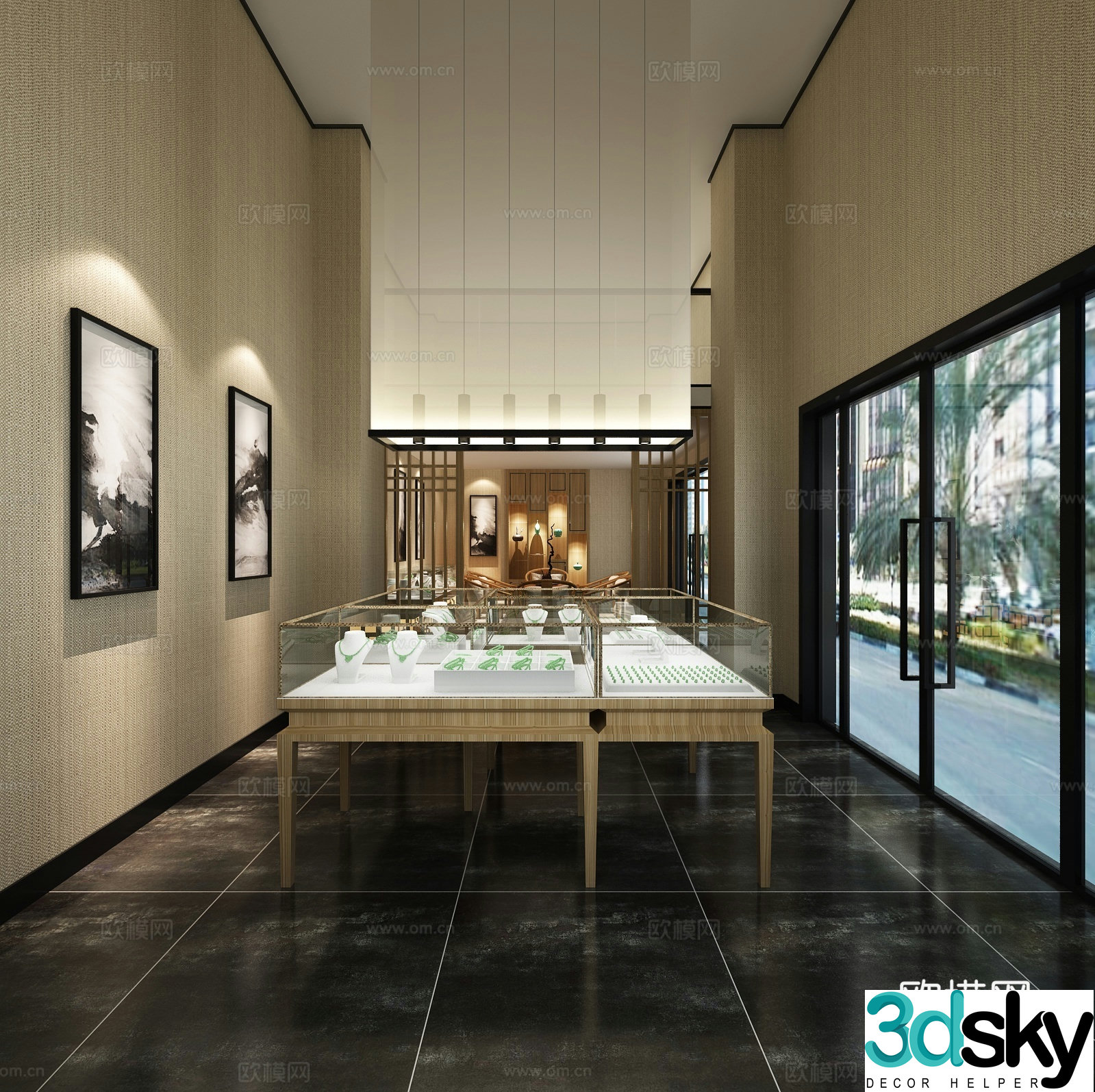 New Chinese Jade Shop Jewelry Shop 3D Model
