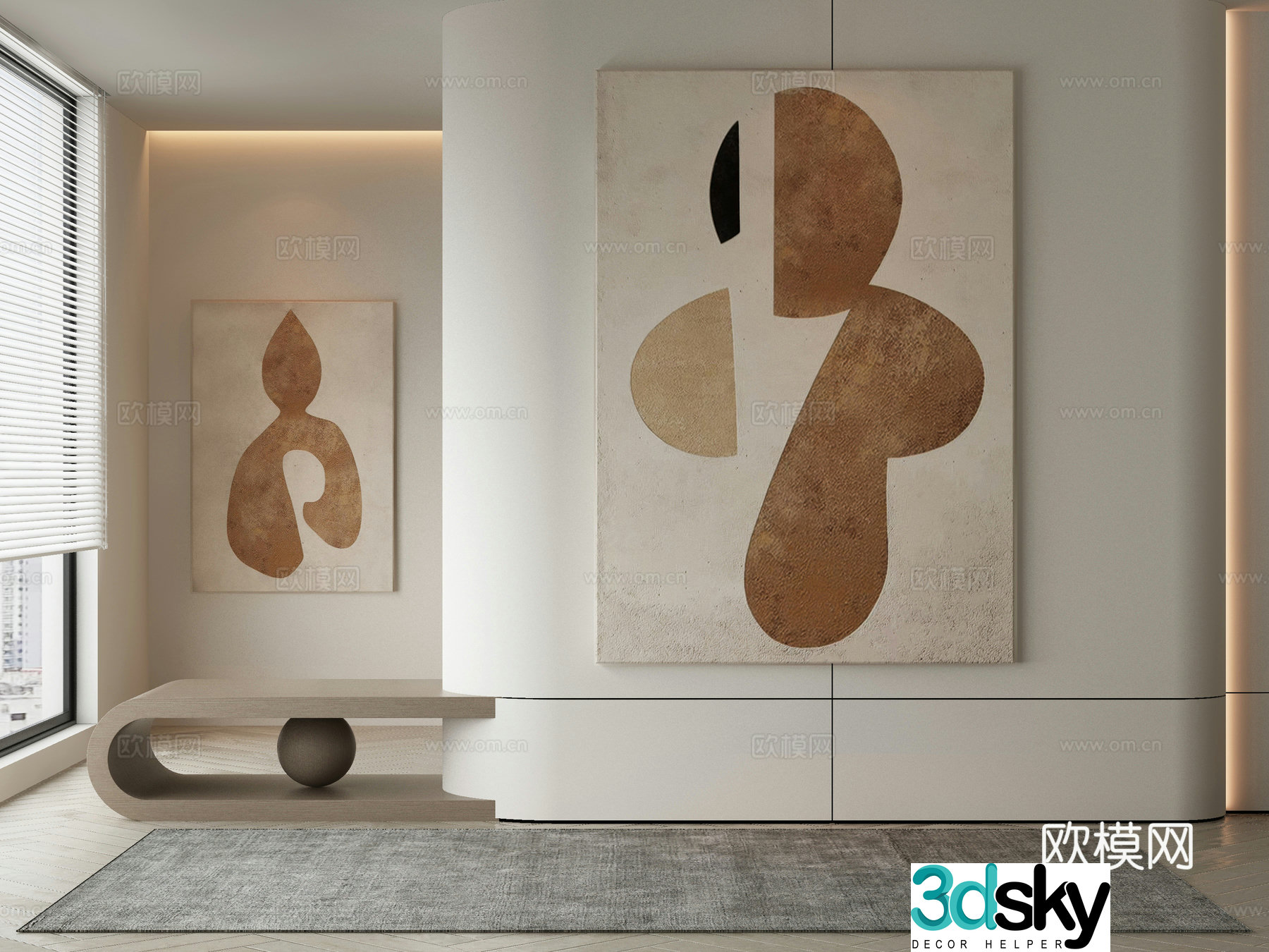 Modern decorative painting abstract painting hanging painting 3d model