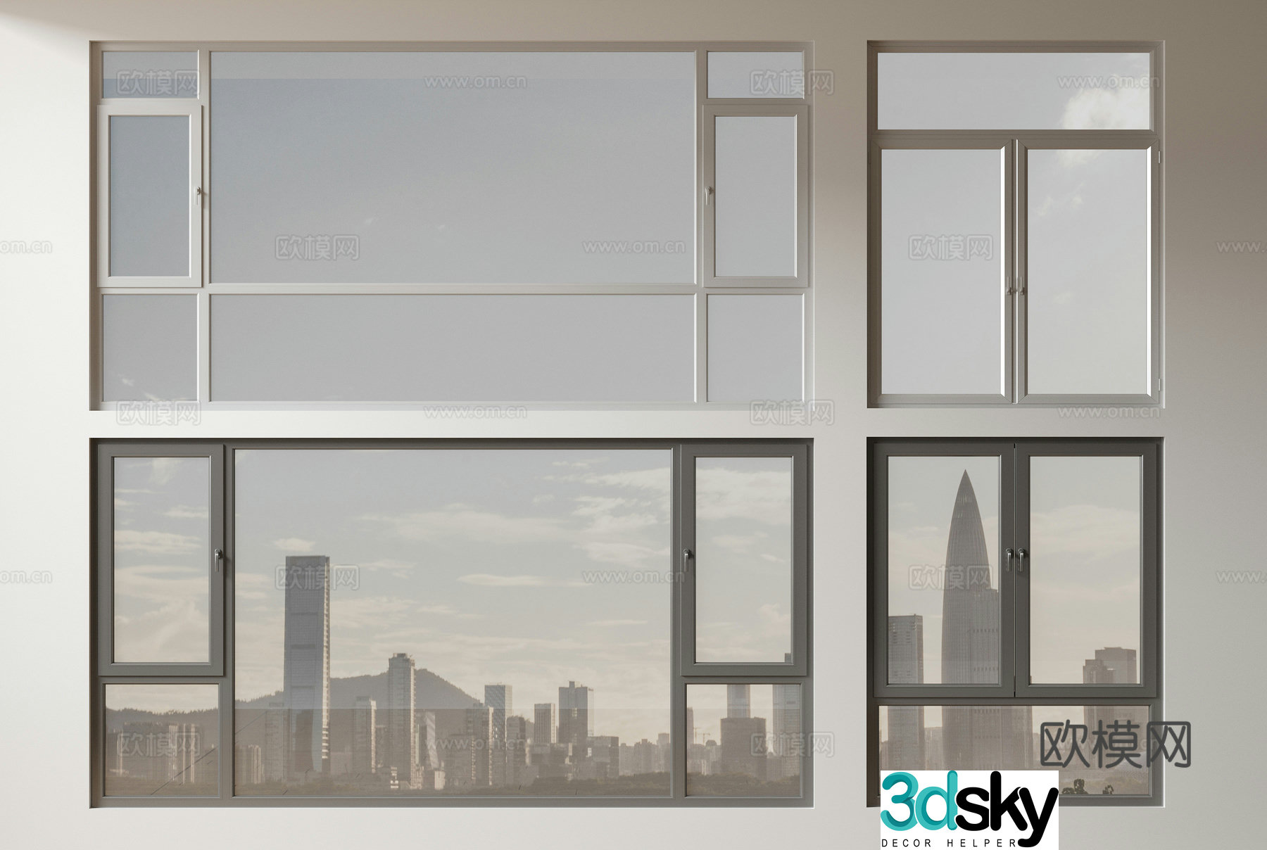 Modern windows floor-to-ceiling windows balcony windows sliding windows 3d model