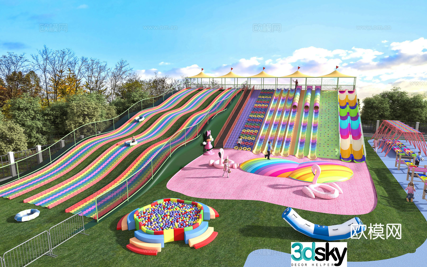 Unpowered amusement park playground 3d model