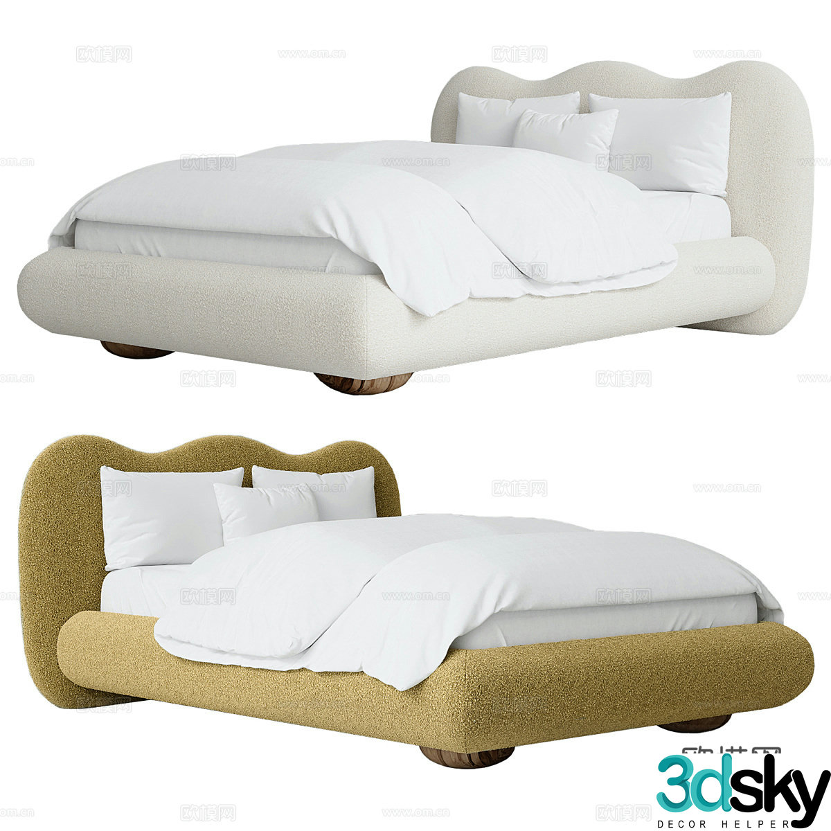 Modern single bed 3d model
