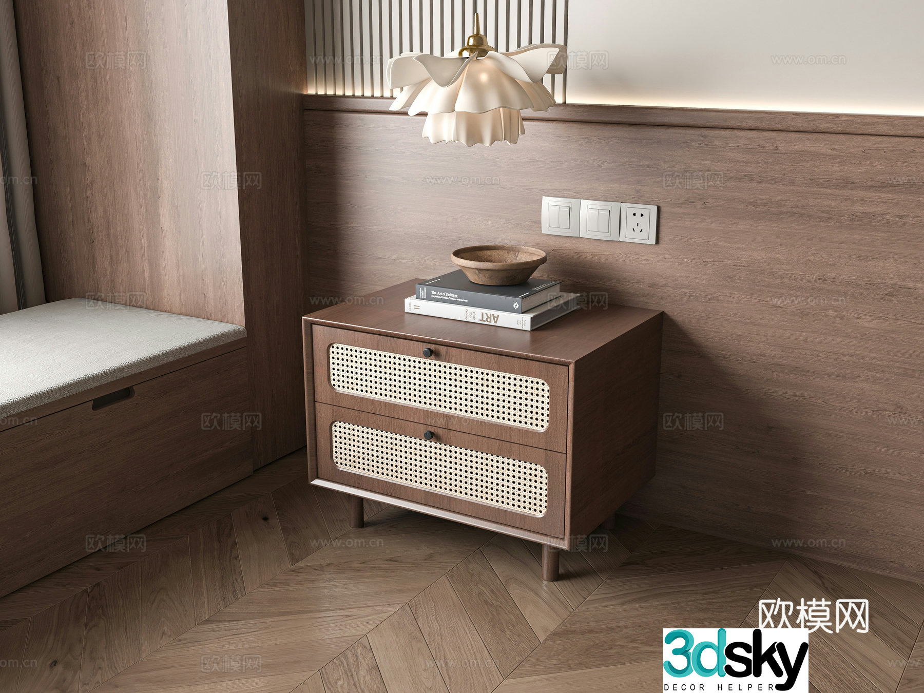 Medieval style bedside table 3d model