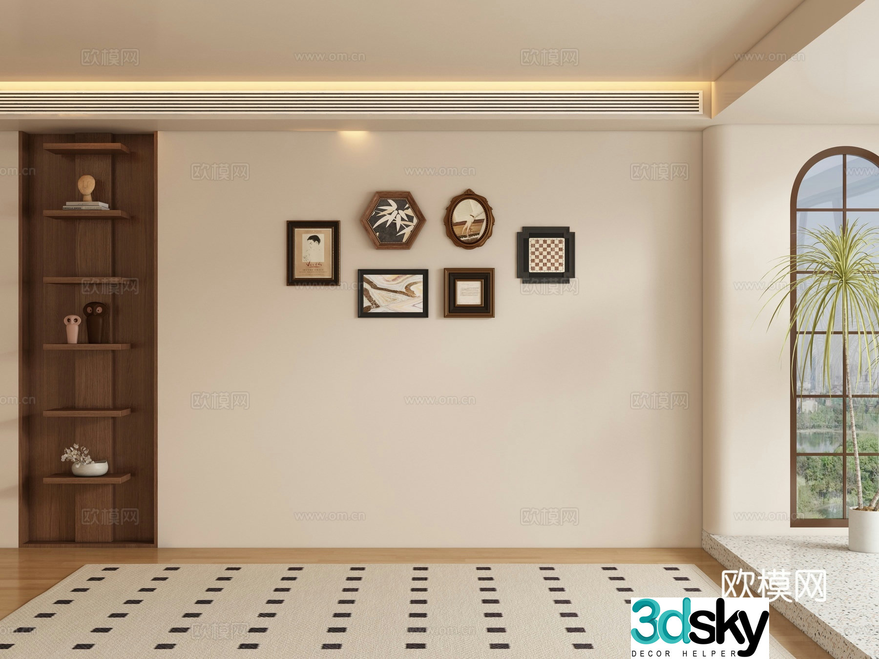 Medieval style background wall sofa background 3d model
