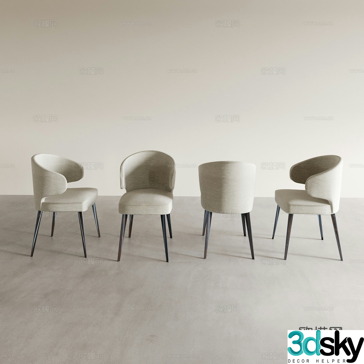 Modern chair dining chair dressing chair makeup chair back chair 3d model