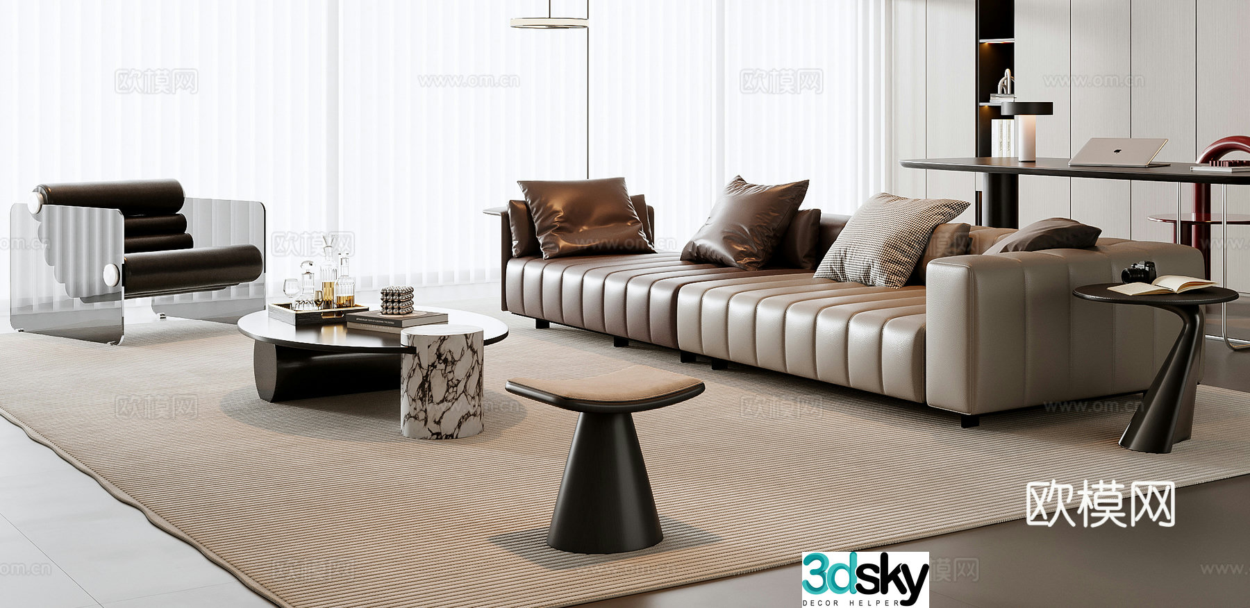 Italian sectional sofa 3d model