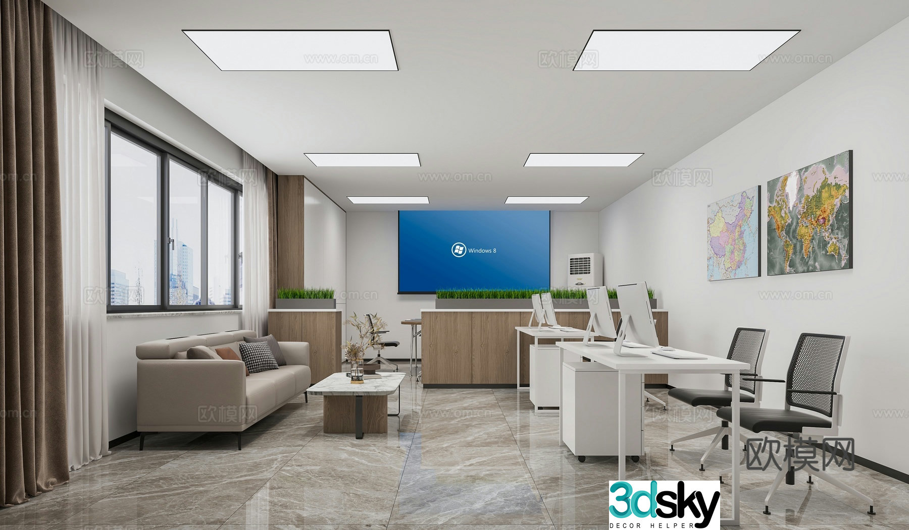 Public office area office 3d model
