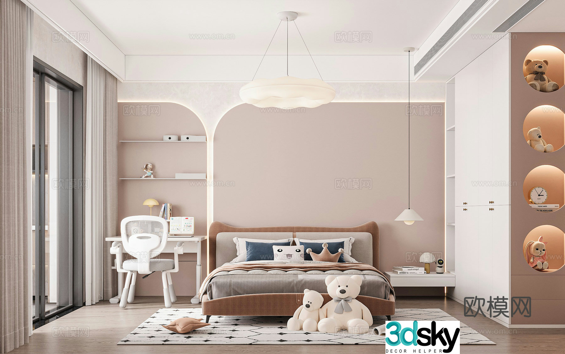 Modern children’s room girl’s room 3d model