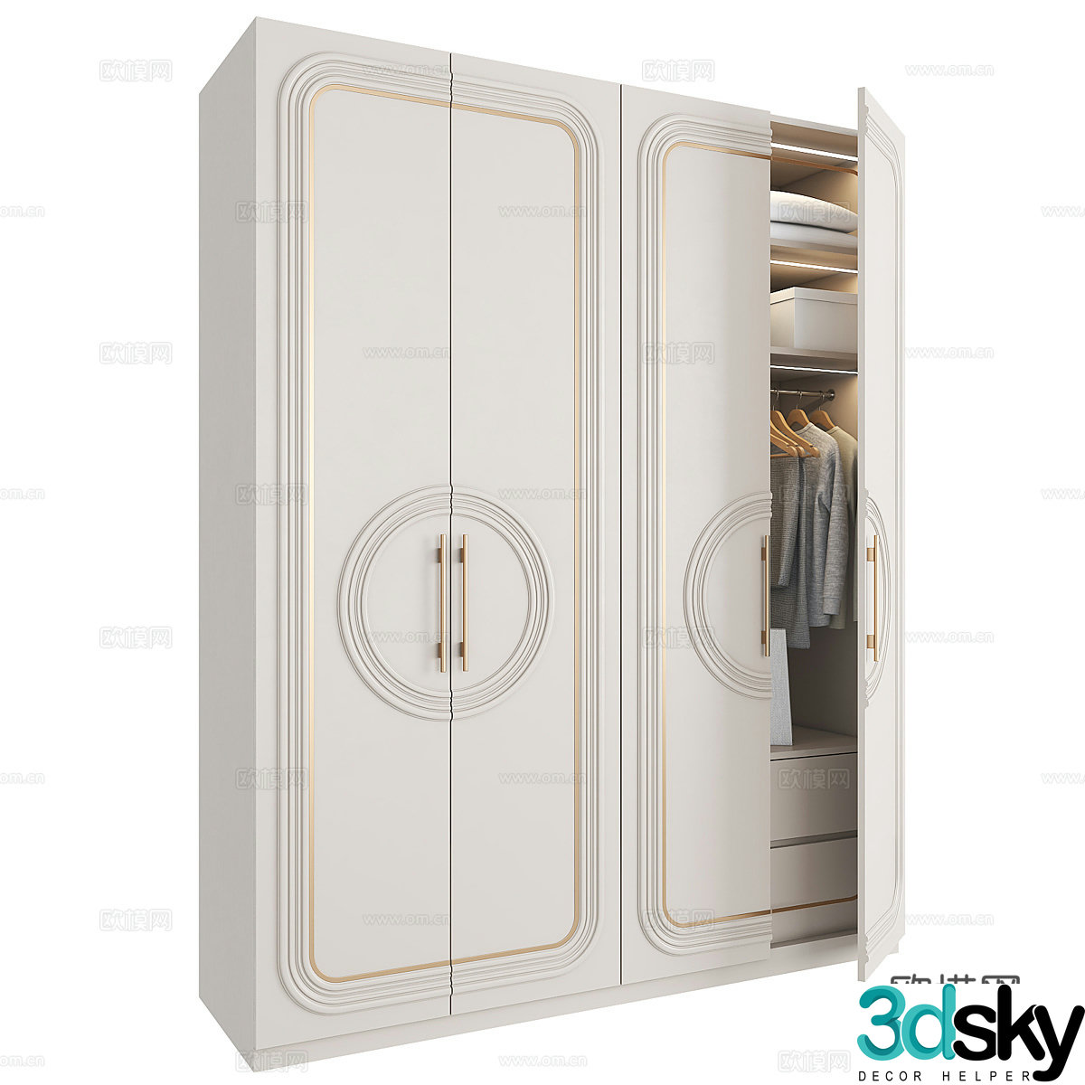 Cream style wardrobe 3d model