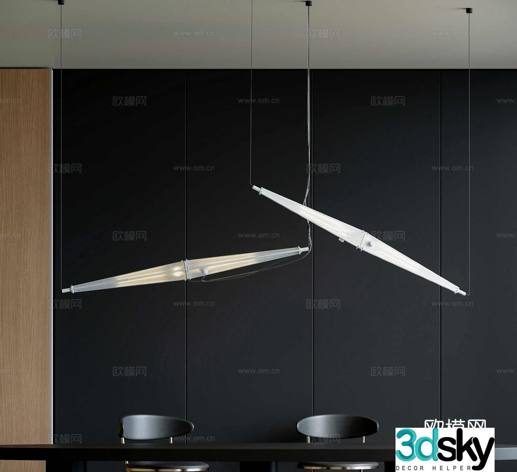 Minimalist chandelier restaurant chandelier artistic chandelier 3d model