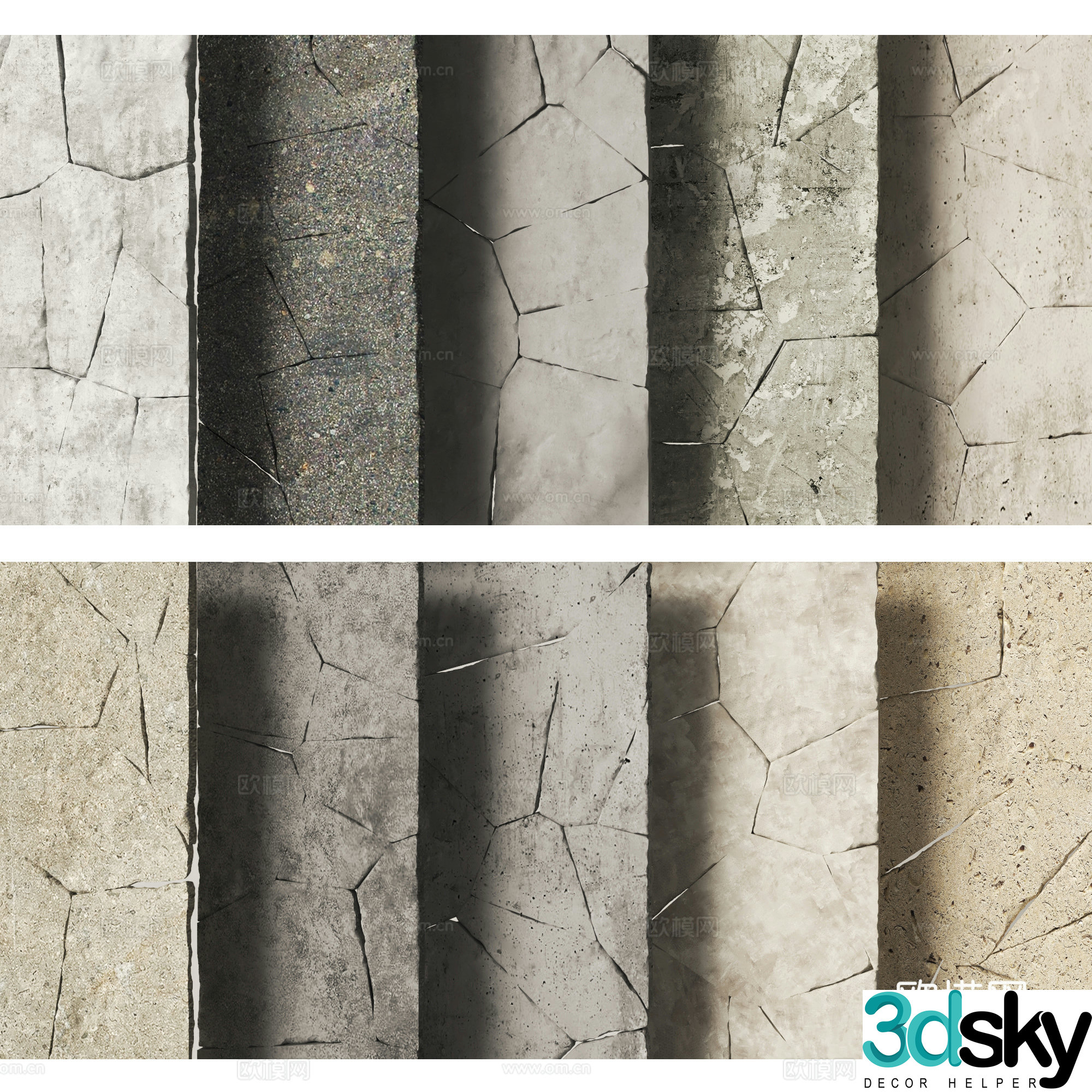 Modern cultural stone background wall 3D model