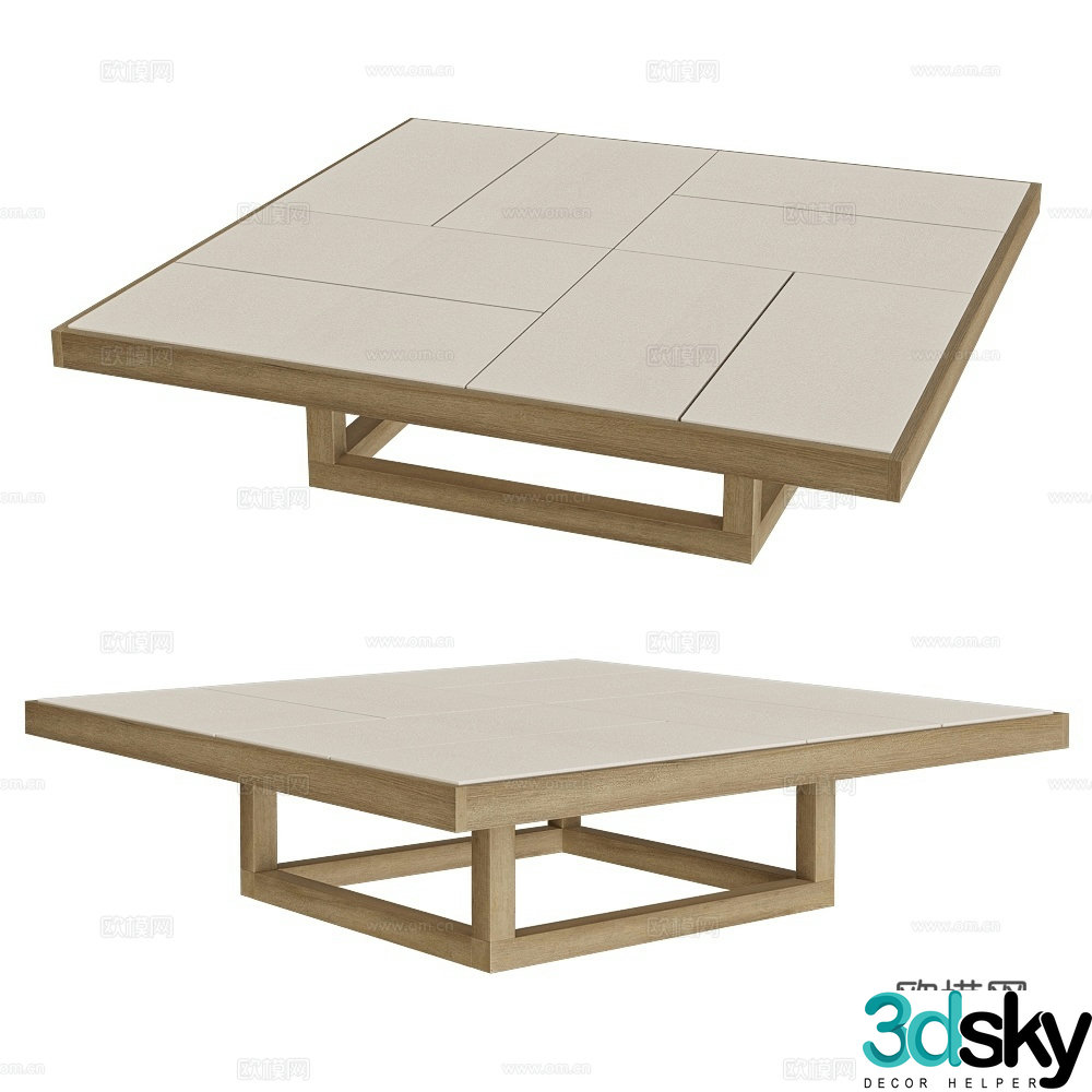 Braid square coffee table log coffee table 3d model