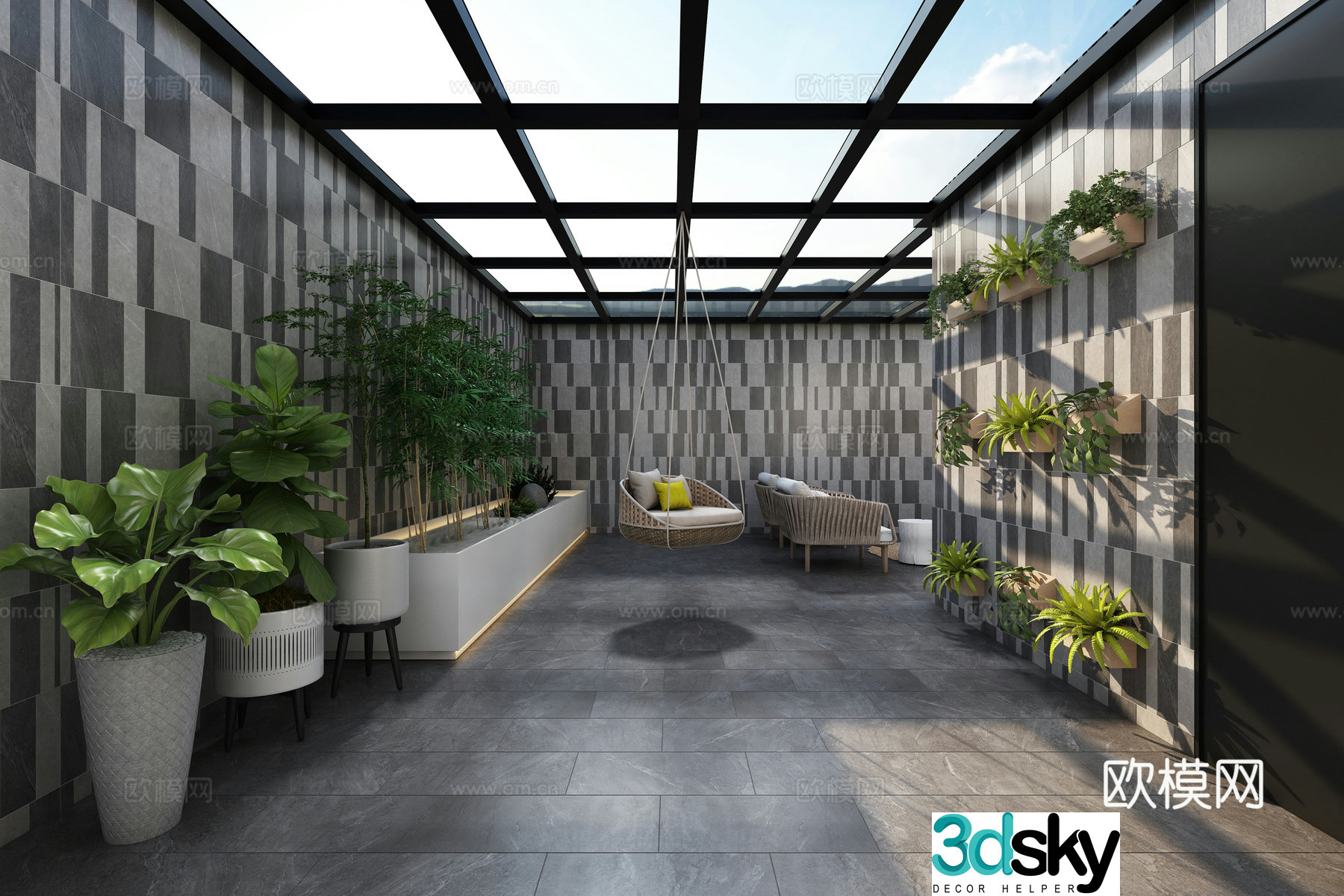 Modern leisure balcony 3d model