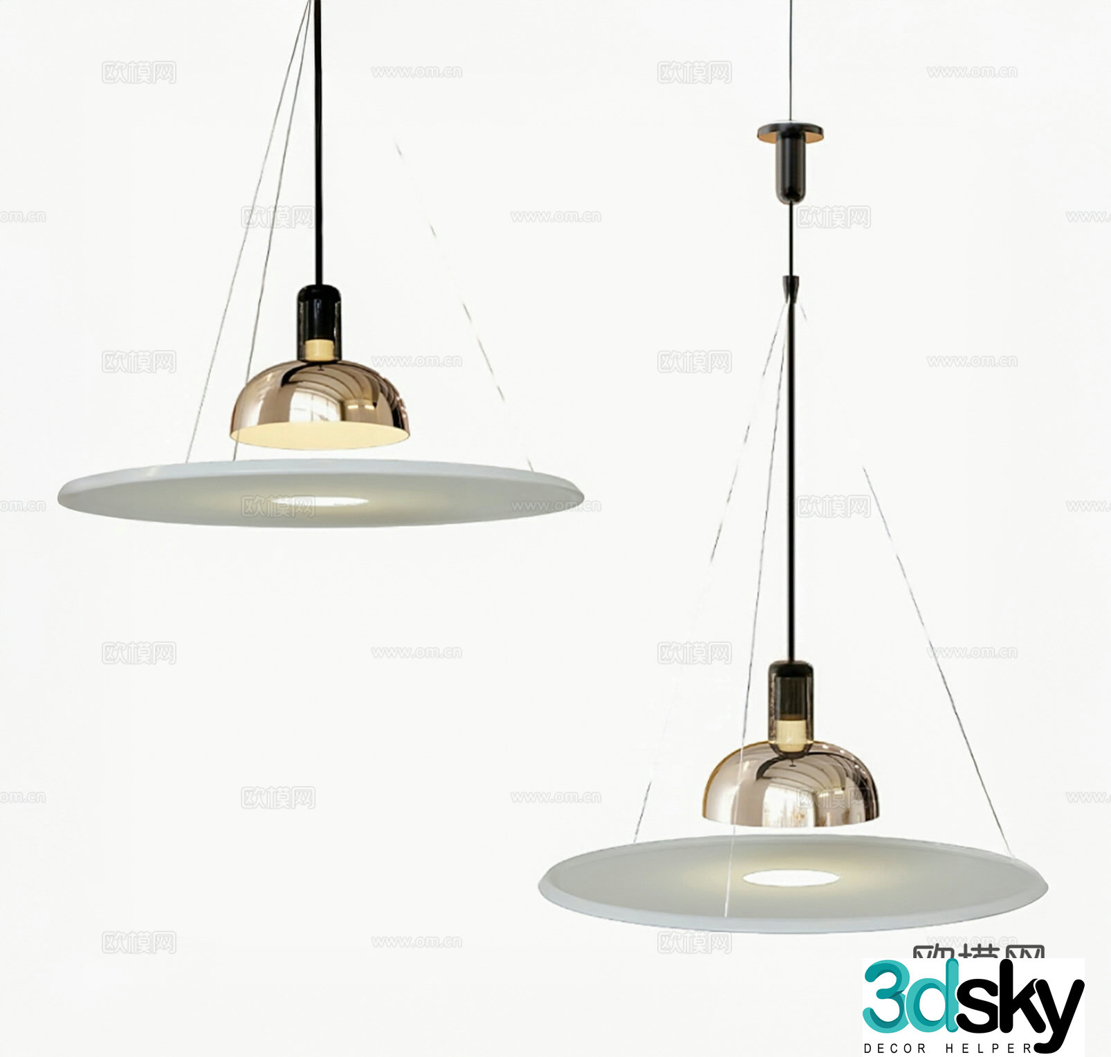 Frisbi straw hat chandelier bedside chandelier 3d model