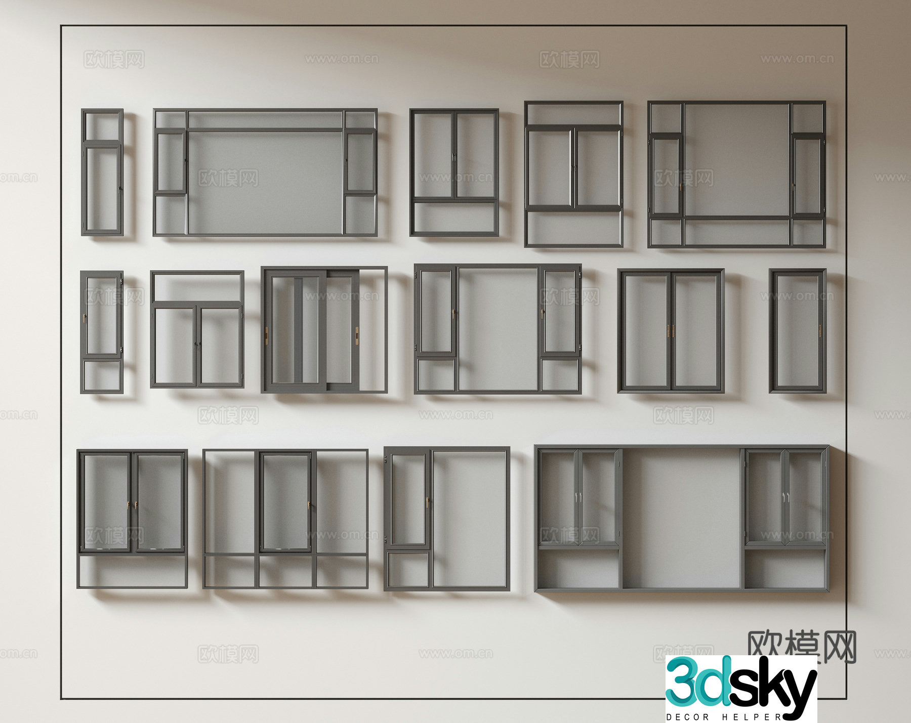 Modern windows glass windows floor-to-ceiling windows balcony windows bay windows sliding windows 3d model