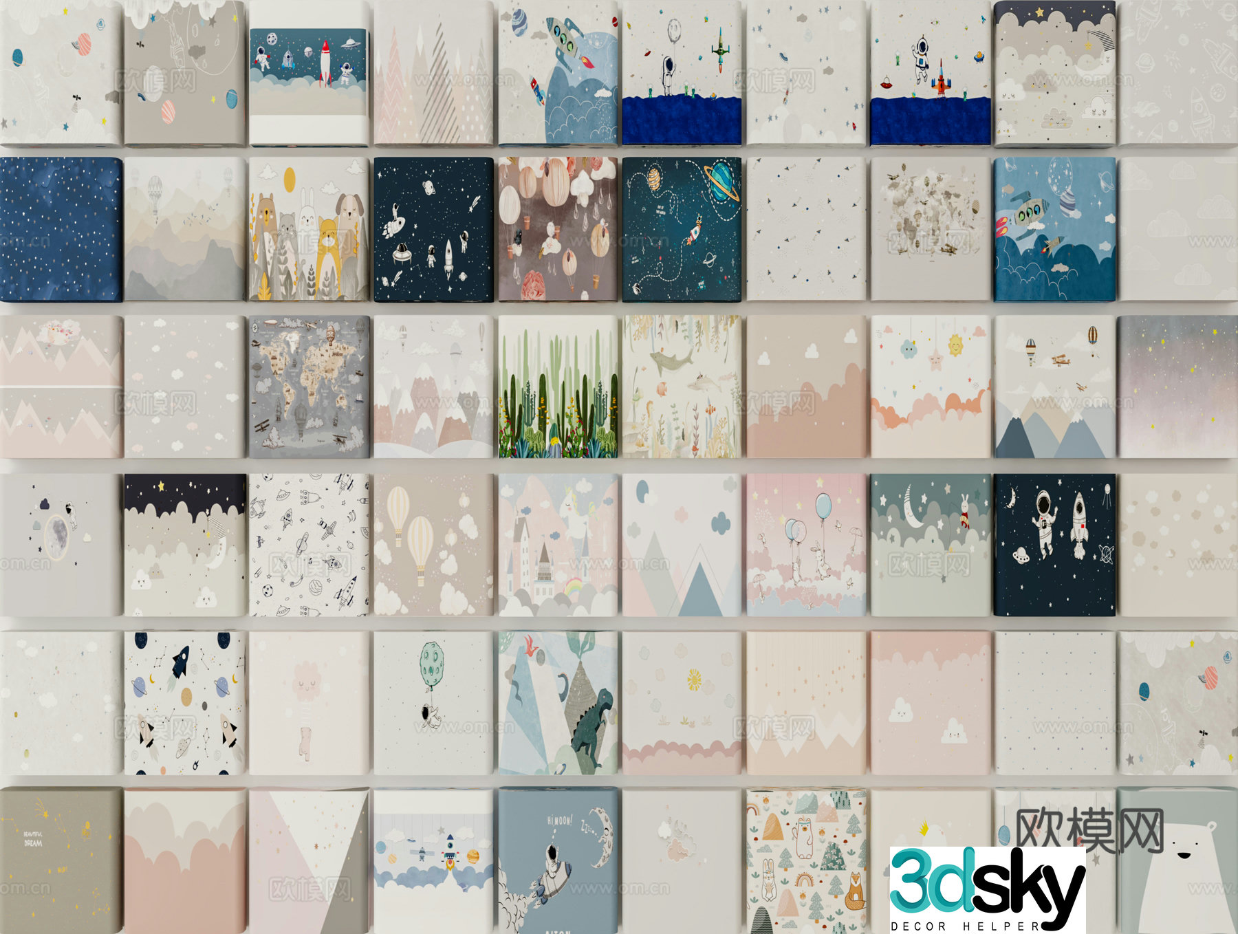 Modern wall covering children’s room wall covering wallpaper texture 3d model
