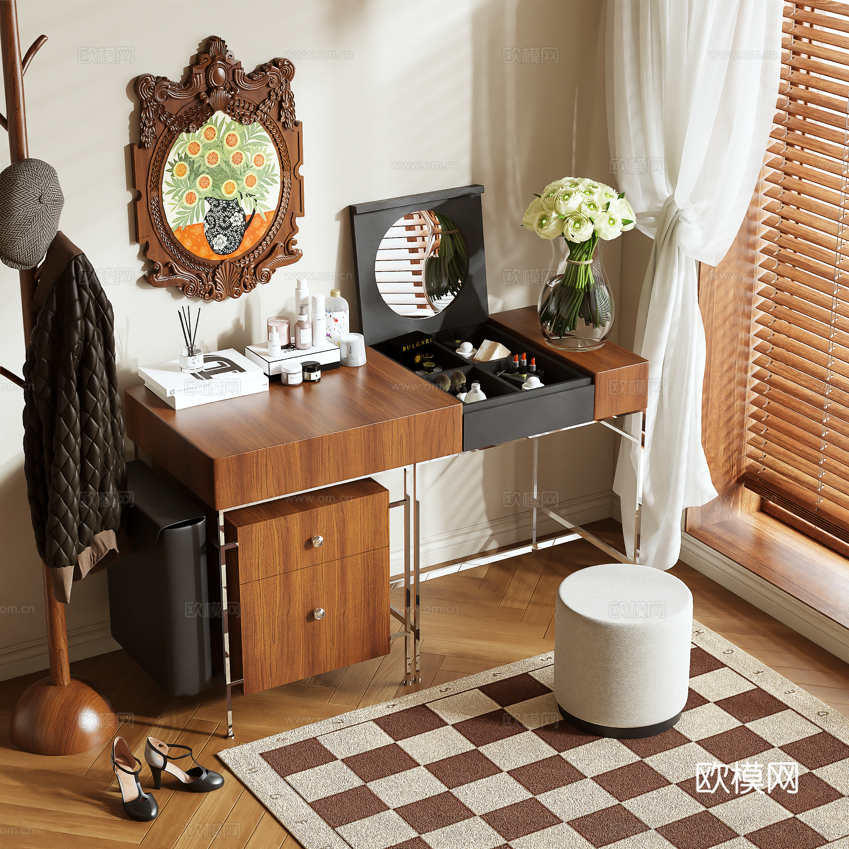 Log style dressing table 3d model