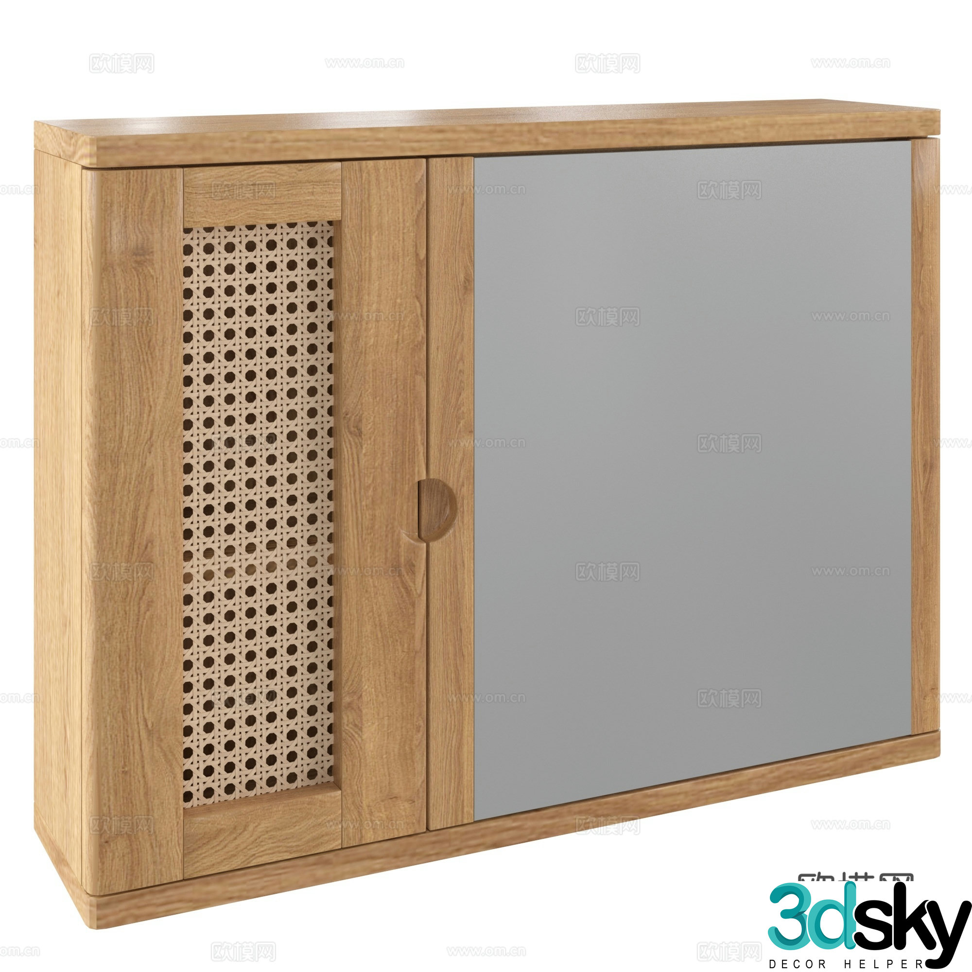 Log style porous bathroom wall cabinet 3d model