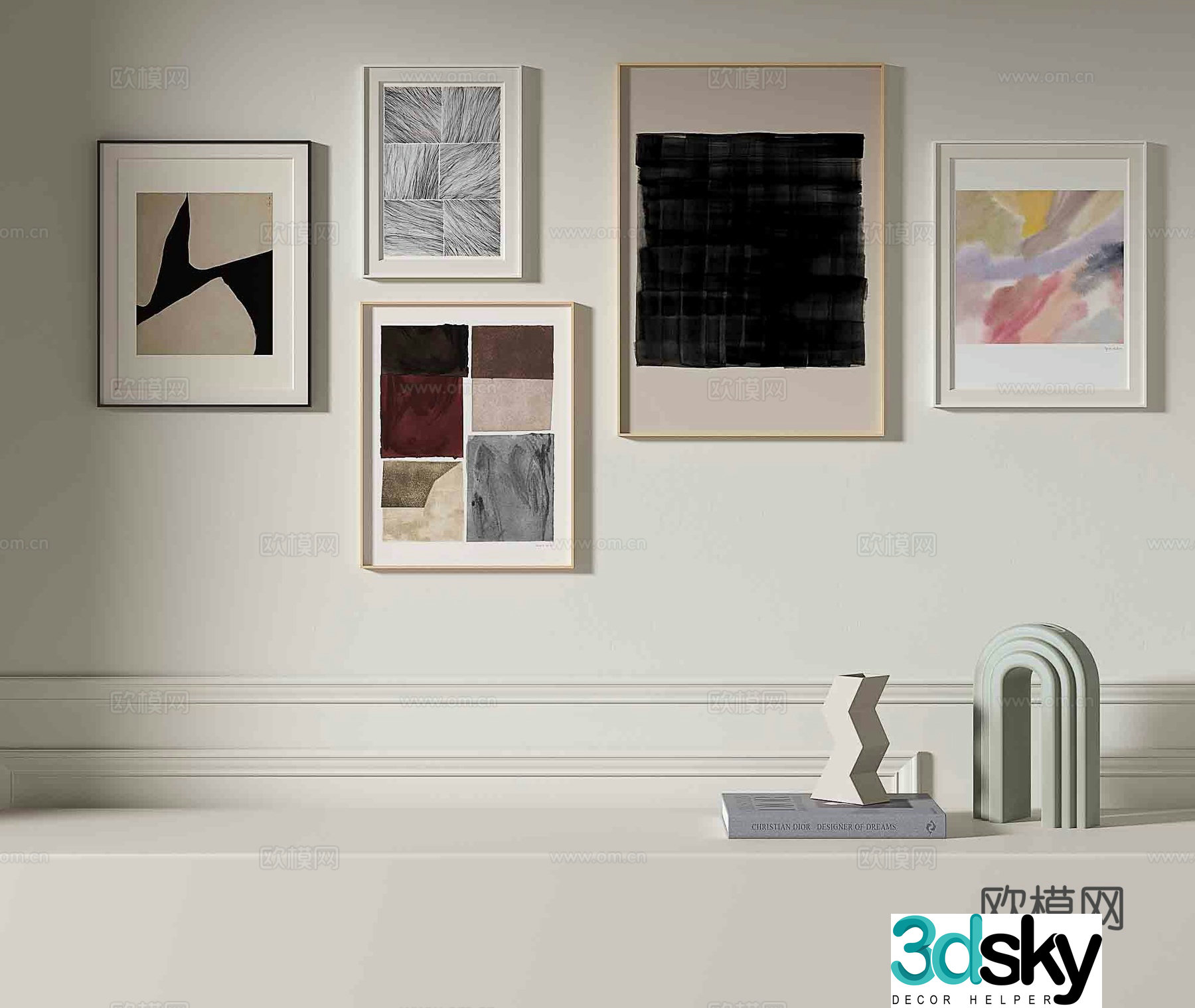 Modern texture painting decorative painting 3d model
